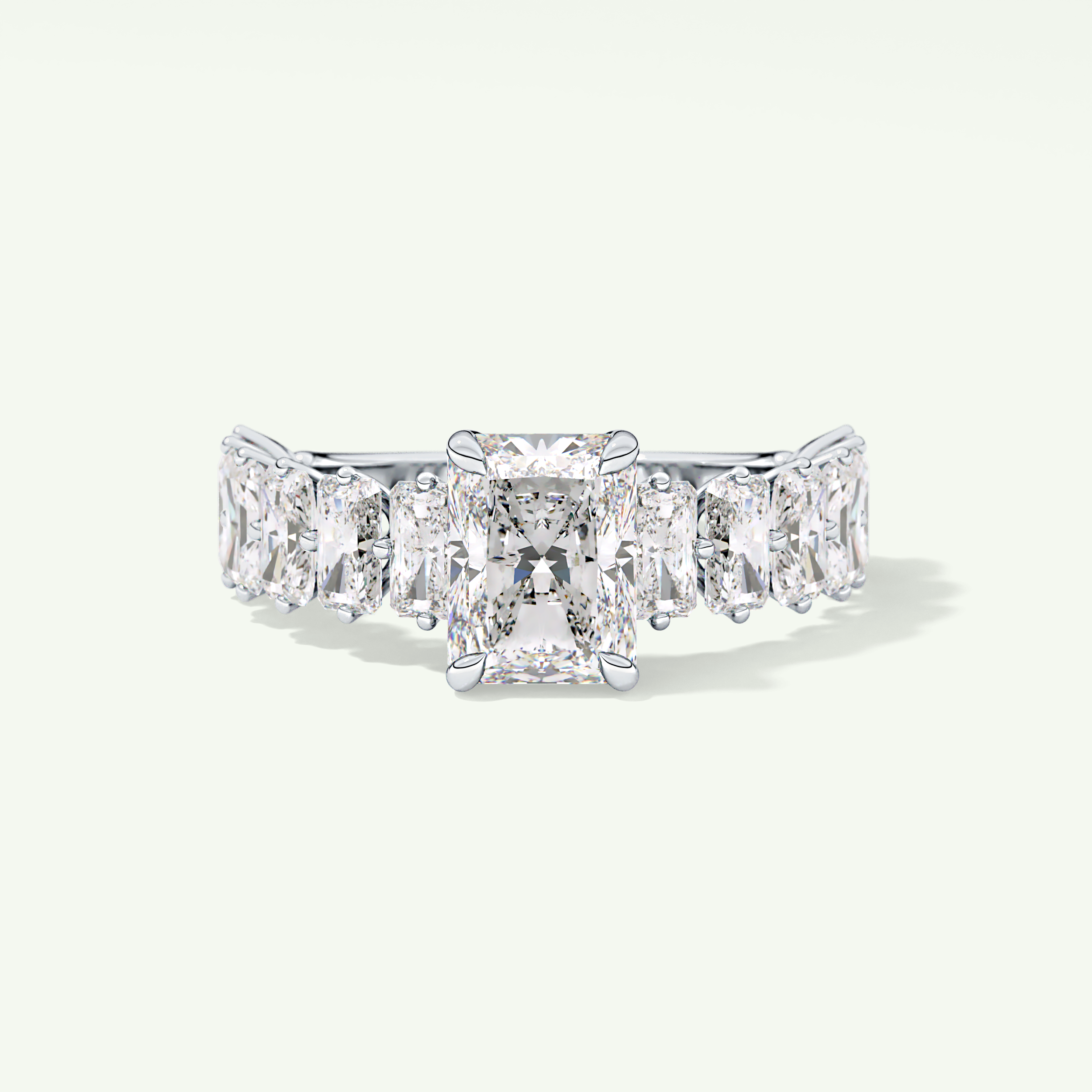 2.0 CT Radiant Cut Pave Moissanite Engagement Ring 13