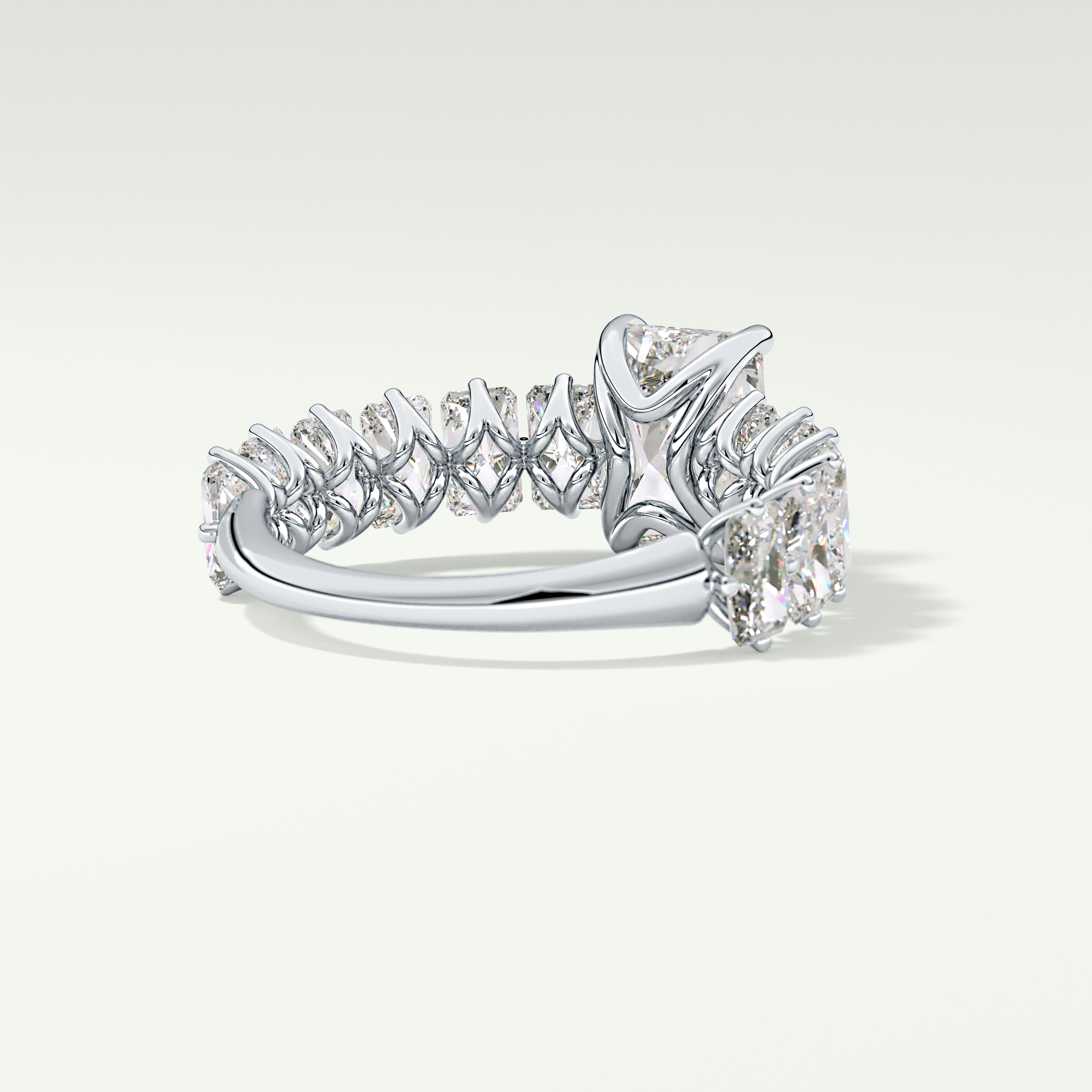 2.0 CT Radiant Cut Pave Moissanite Engagement Ring 14