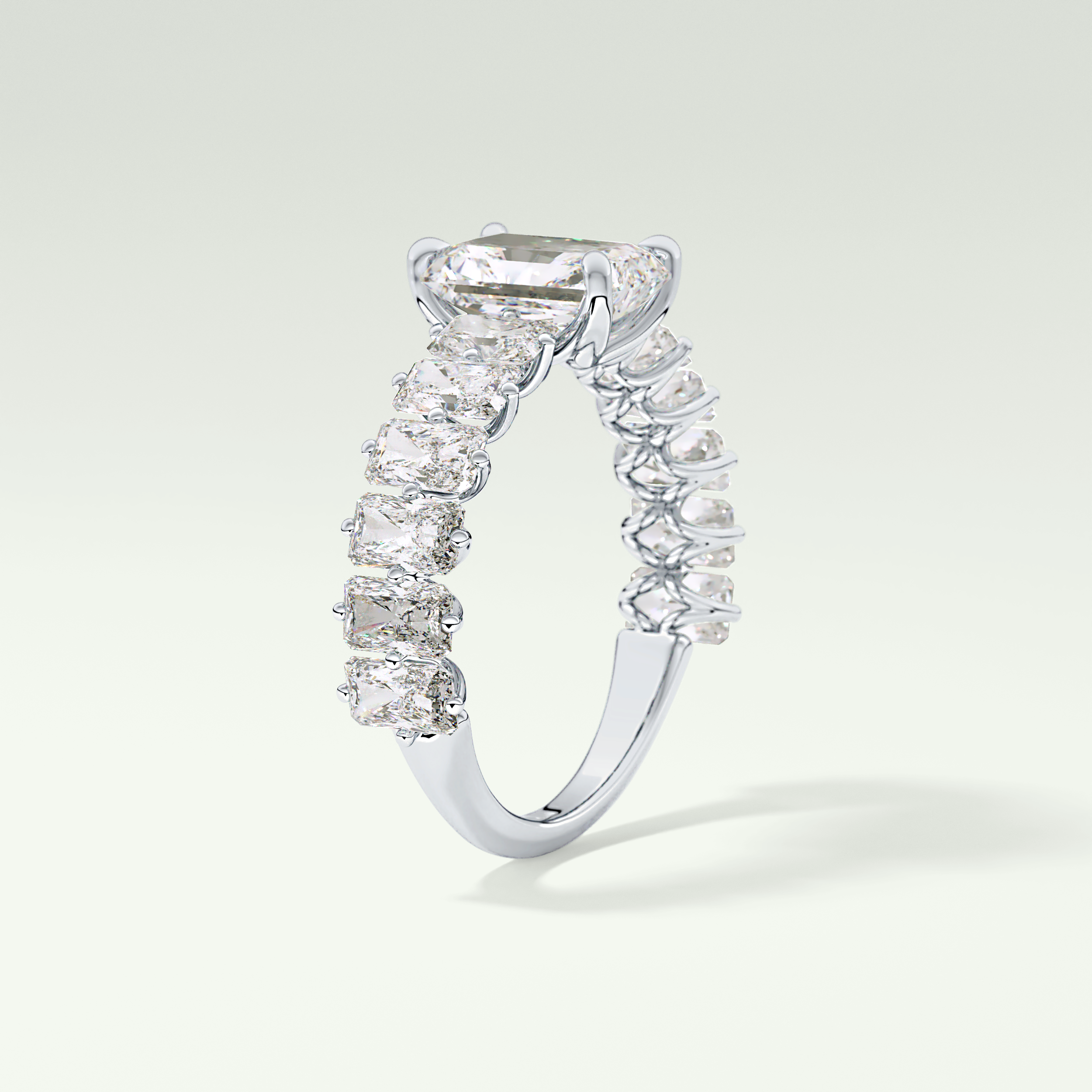 2.0 CT Radiant Cut Pave Lab-Grown Diamond Engagement Ring