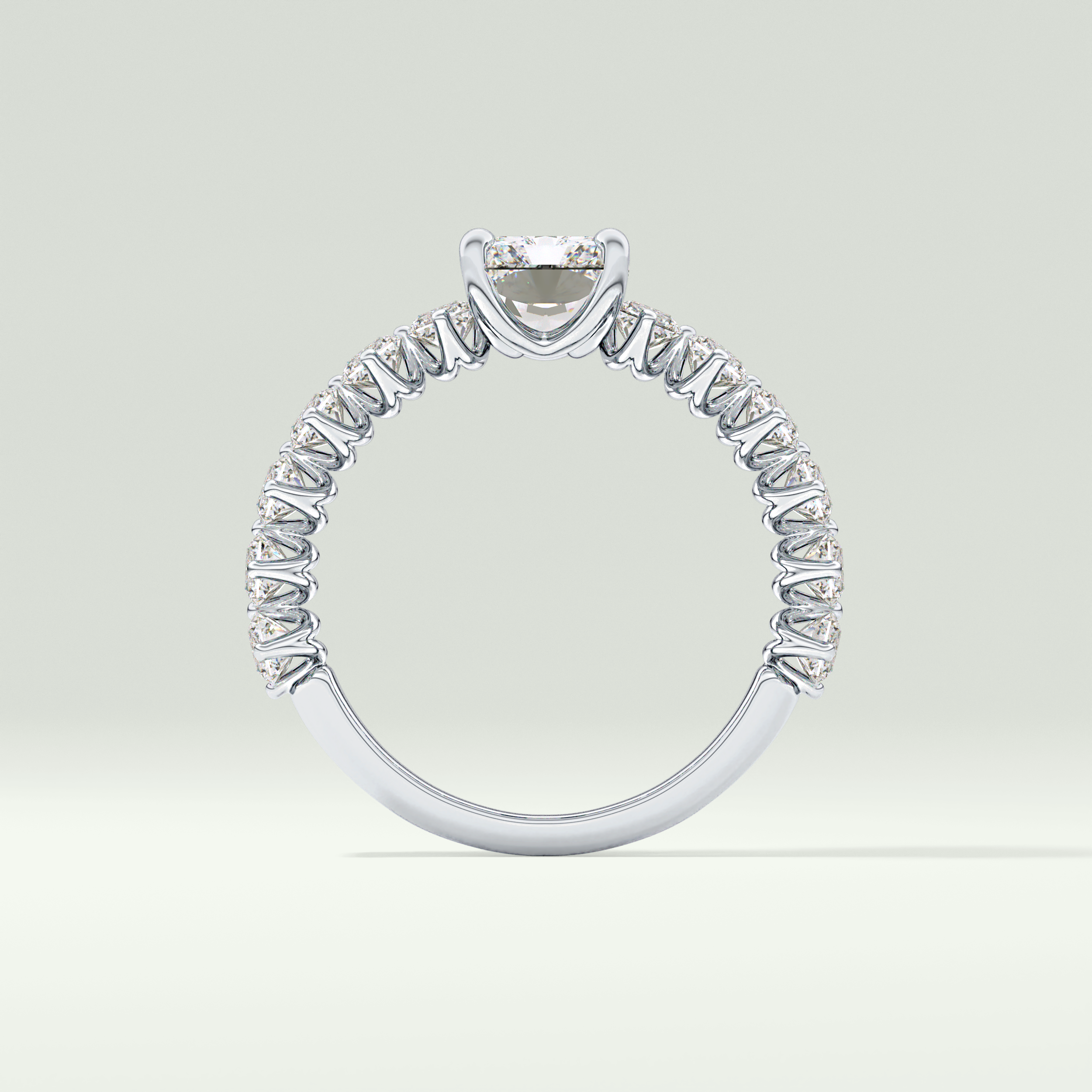 2.0 CT Radiant Cut Pave Lab-Grown Diamond Engagement Ring