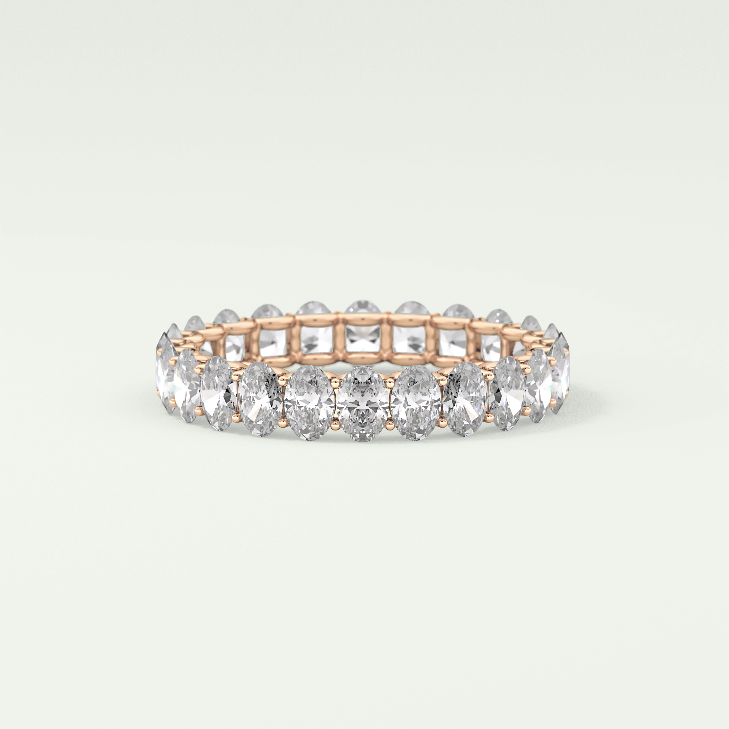 3.15 TCW Oval Shaped Moissanite Wedding Band