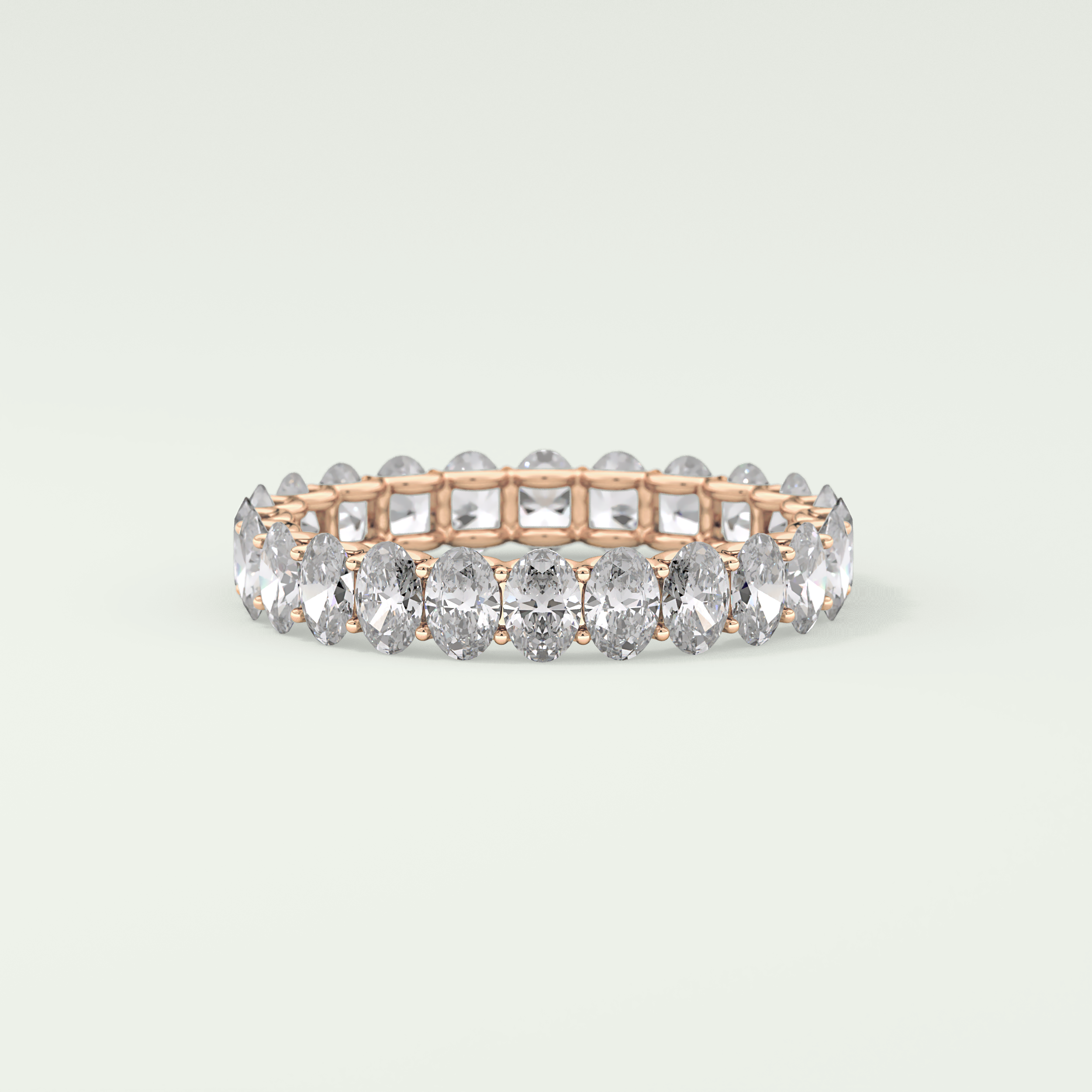 3.15 TCW Oval Shaped Moissanite Wedding Band