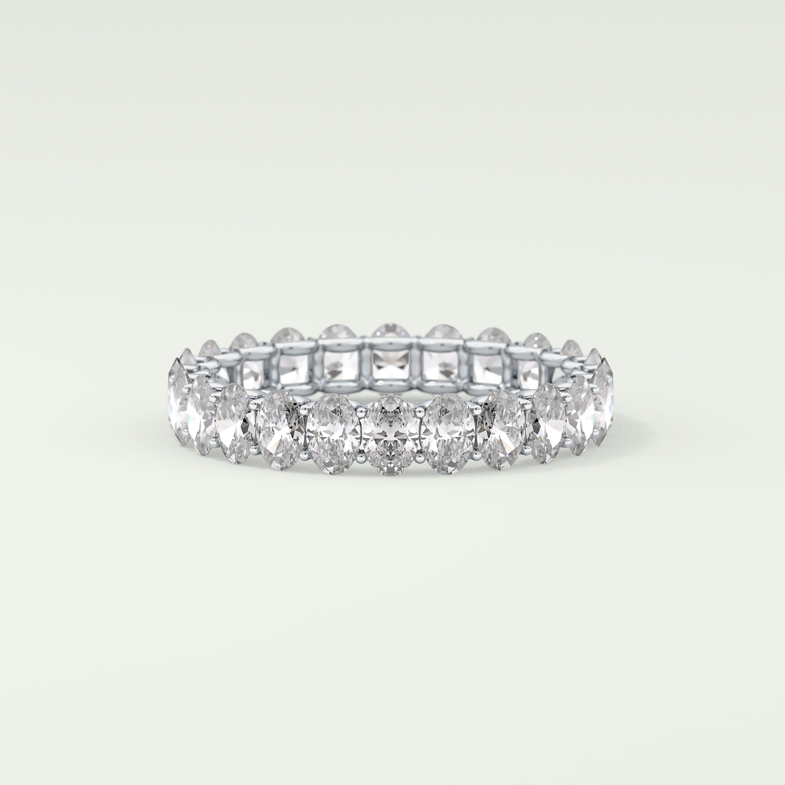 3.15 TCW Oval Shaped Moissanite Wedding Band
