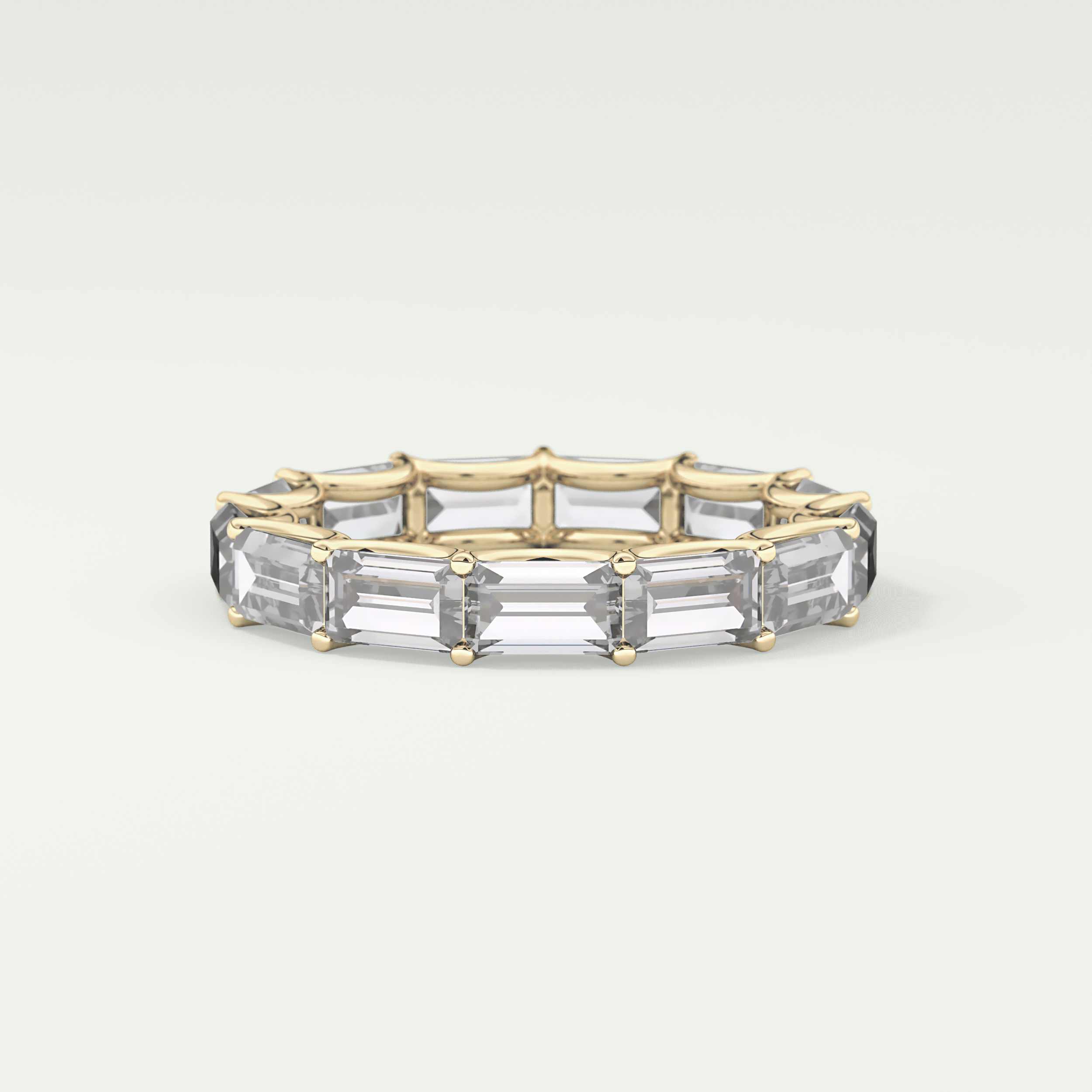 2.55 TCW Emerald Shaped Moissanite Wedding Band