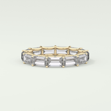 2.55 TCW Emerald Shaped Moissanite Wedding Band