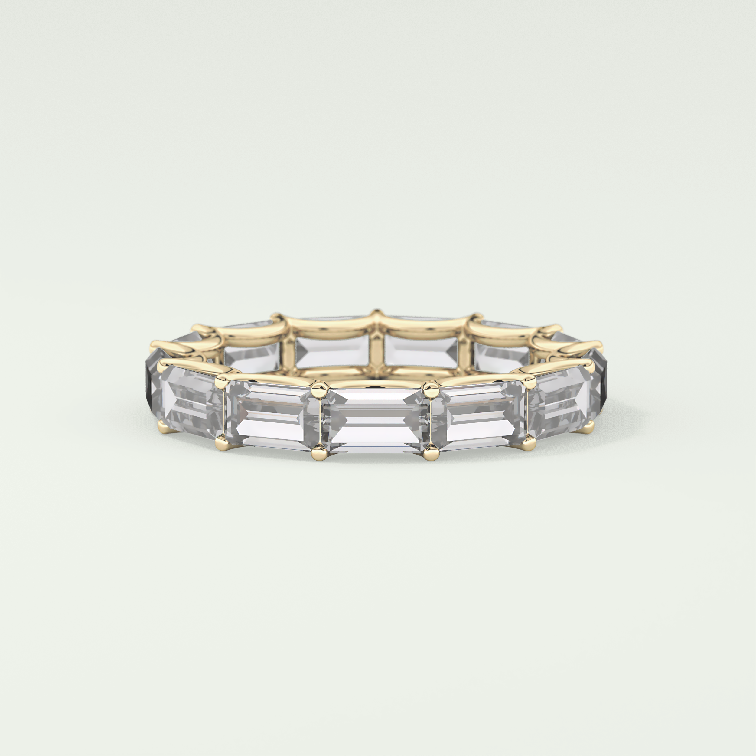 2.55 TCW Emerald Shaped Moissanite Wedding Band