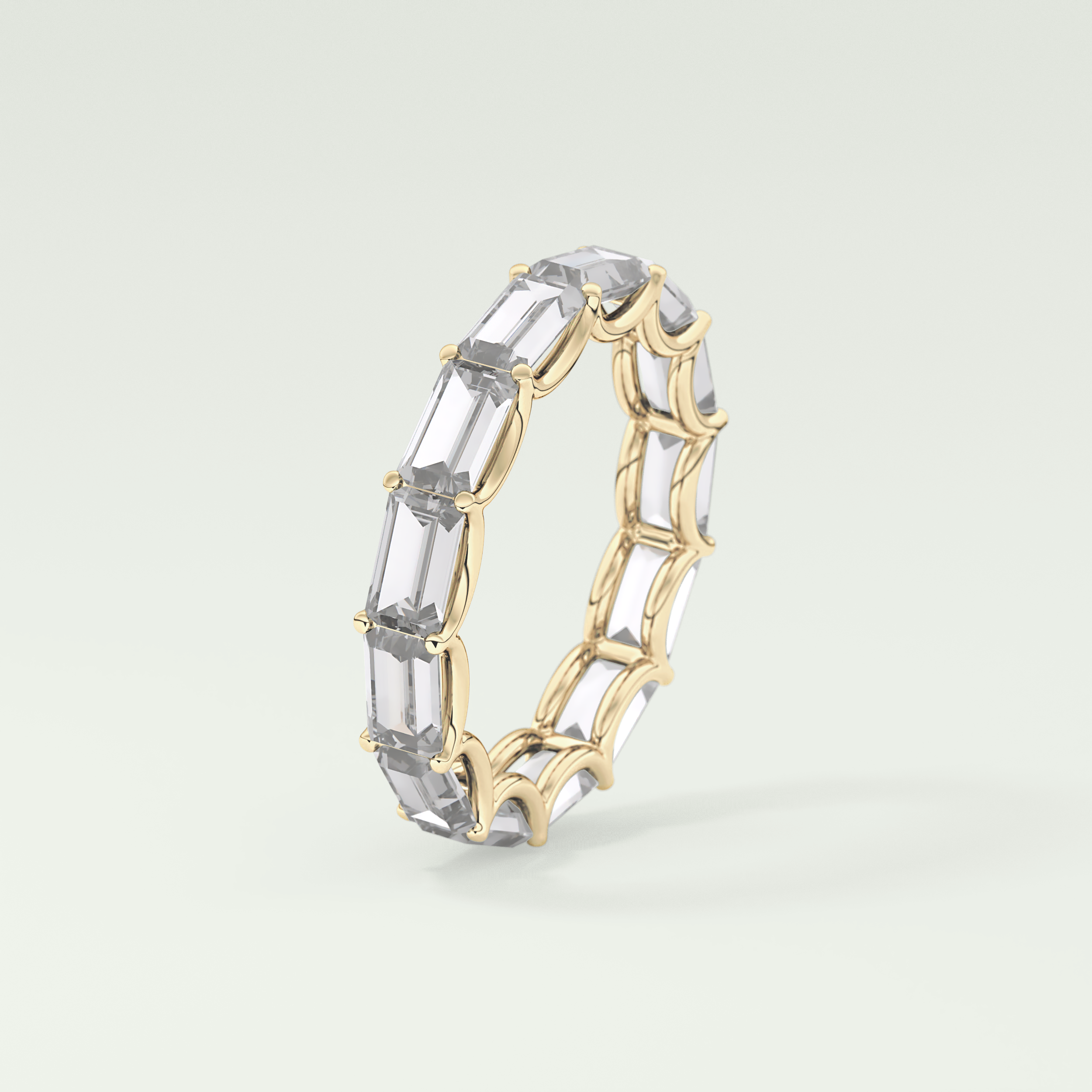 2.55 TCW Emerald Shaped Moissanite Wedding Band