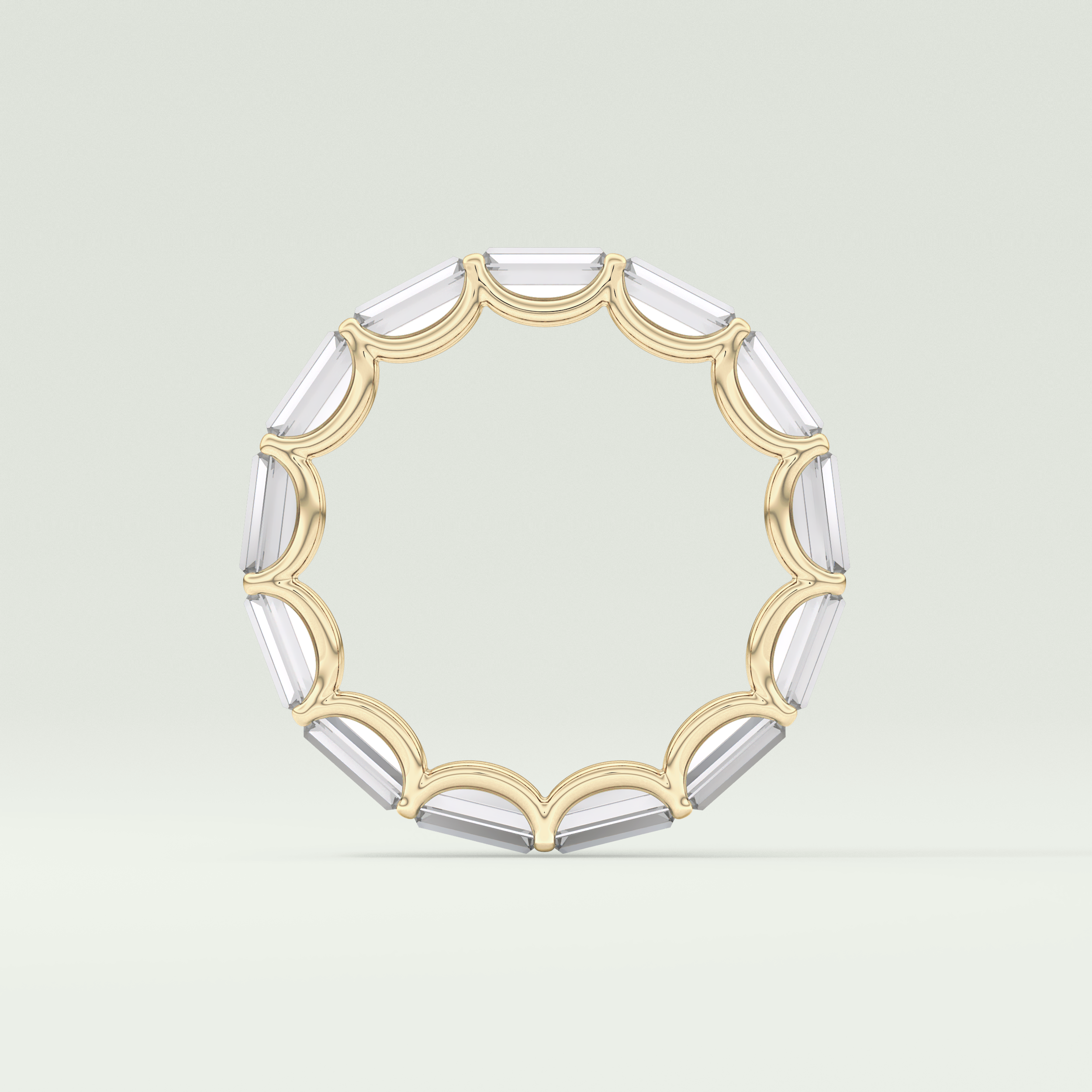 2.55 TCW Emerald Shaped Moissanite Wedding Band
