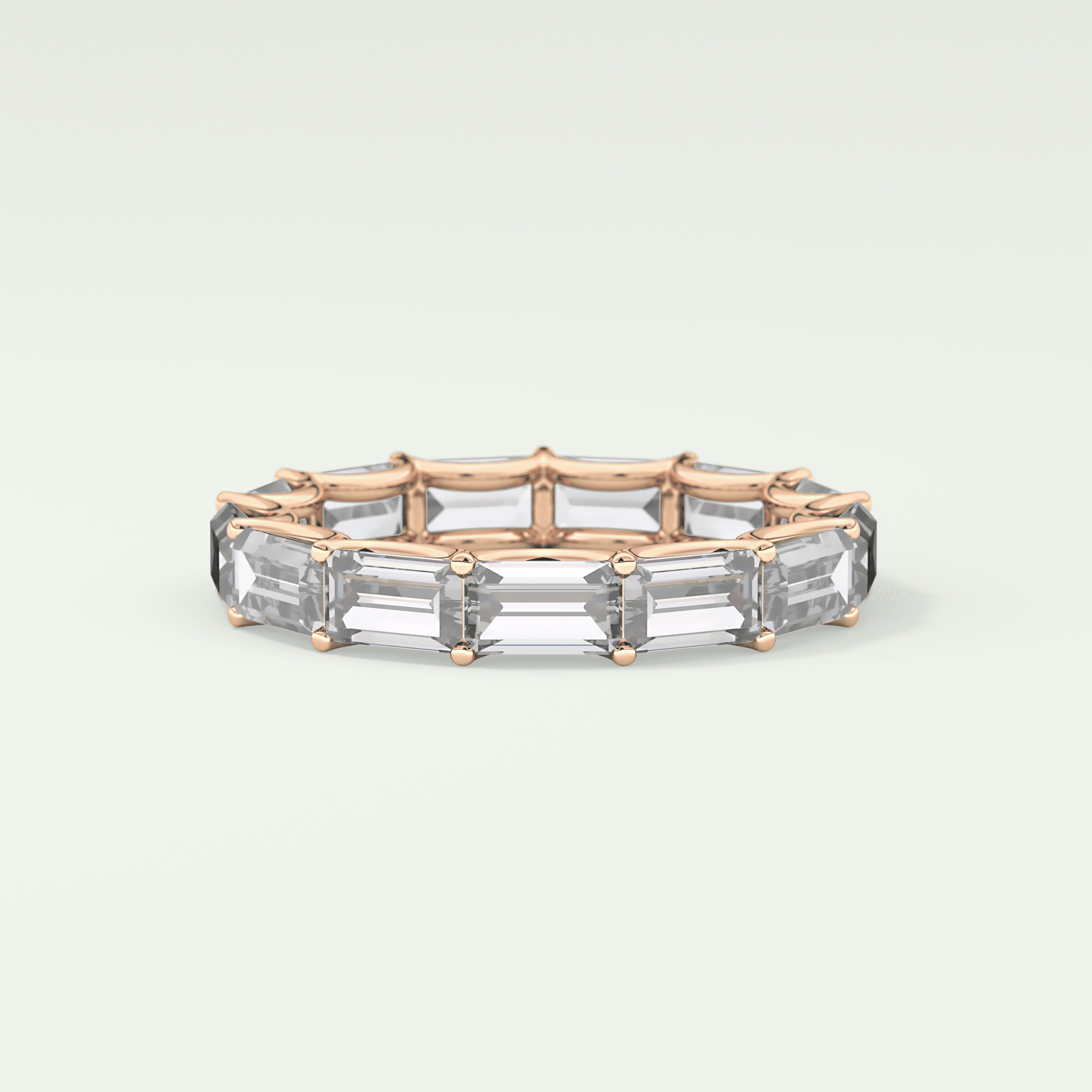 2.55 TCW Emerald Shaped Moissanite Wedding Band