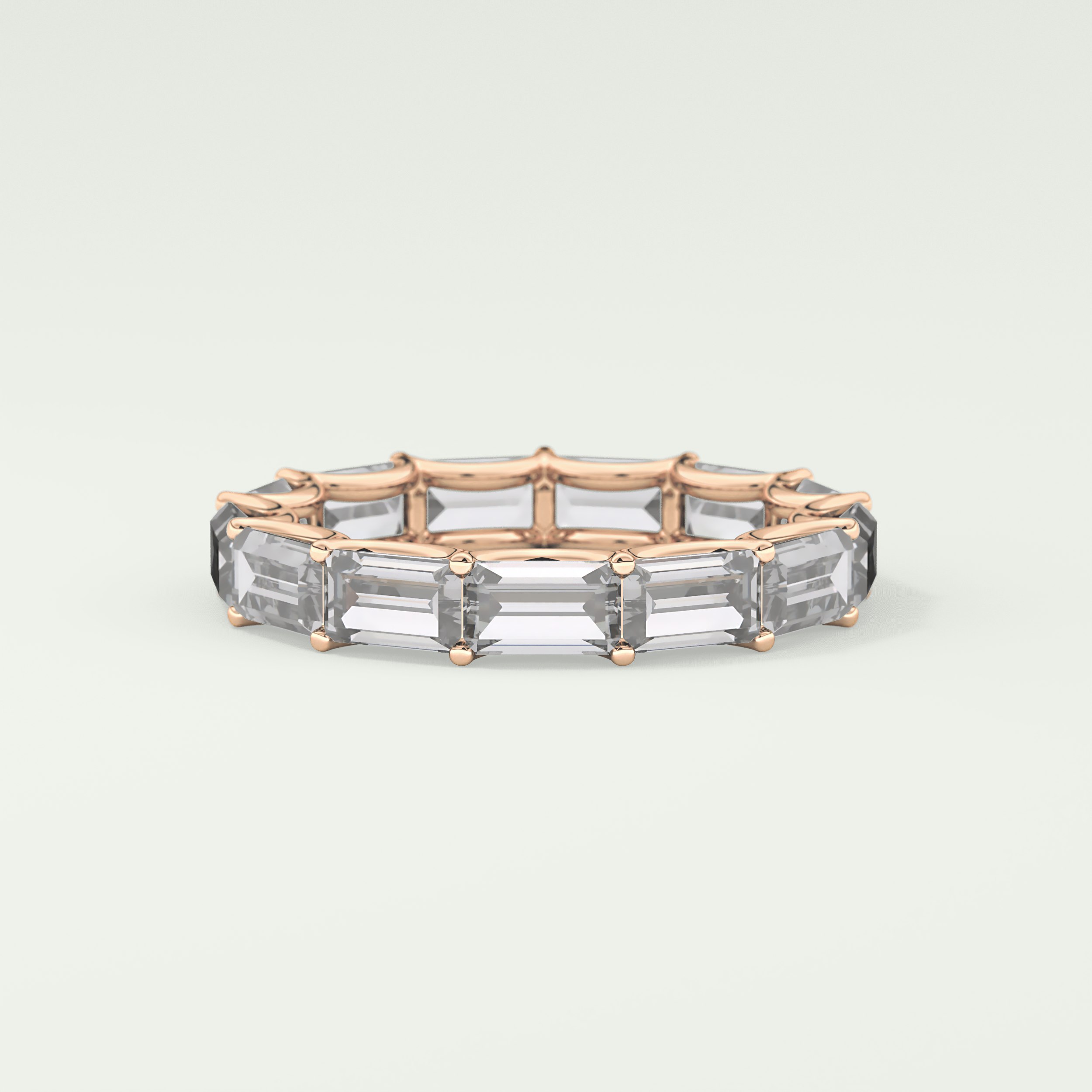 2.55 TCW Emerald Shaped Moissanite Wedding Band