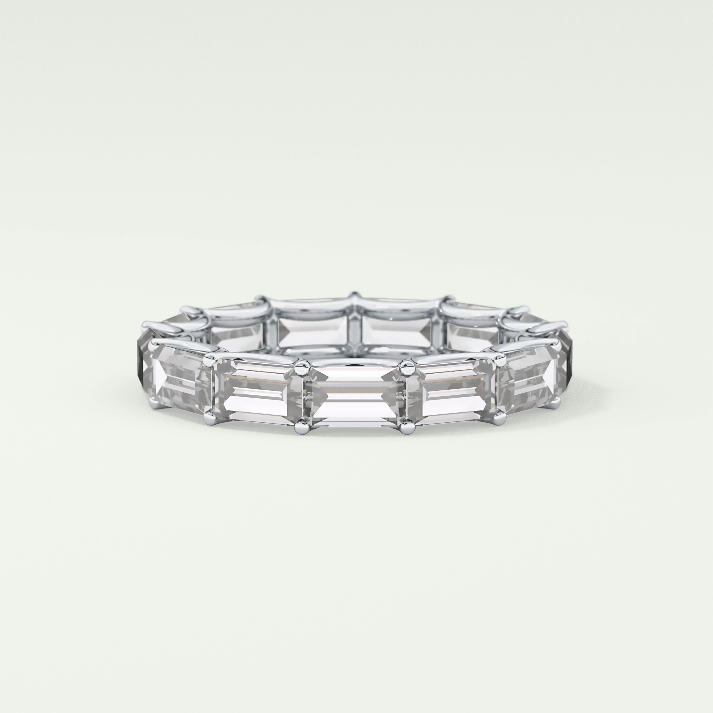 2.55 TCW Emerald Shaped Moissanite Wedding Band