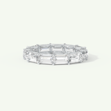 2.55 TCW Emerald Shaped Moissanite Full Eternity Wedding Band