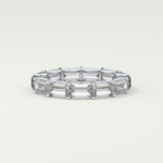 2.55 TCW Emerald Shaped Moissanite Wedding Band