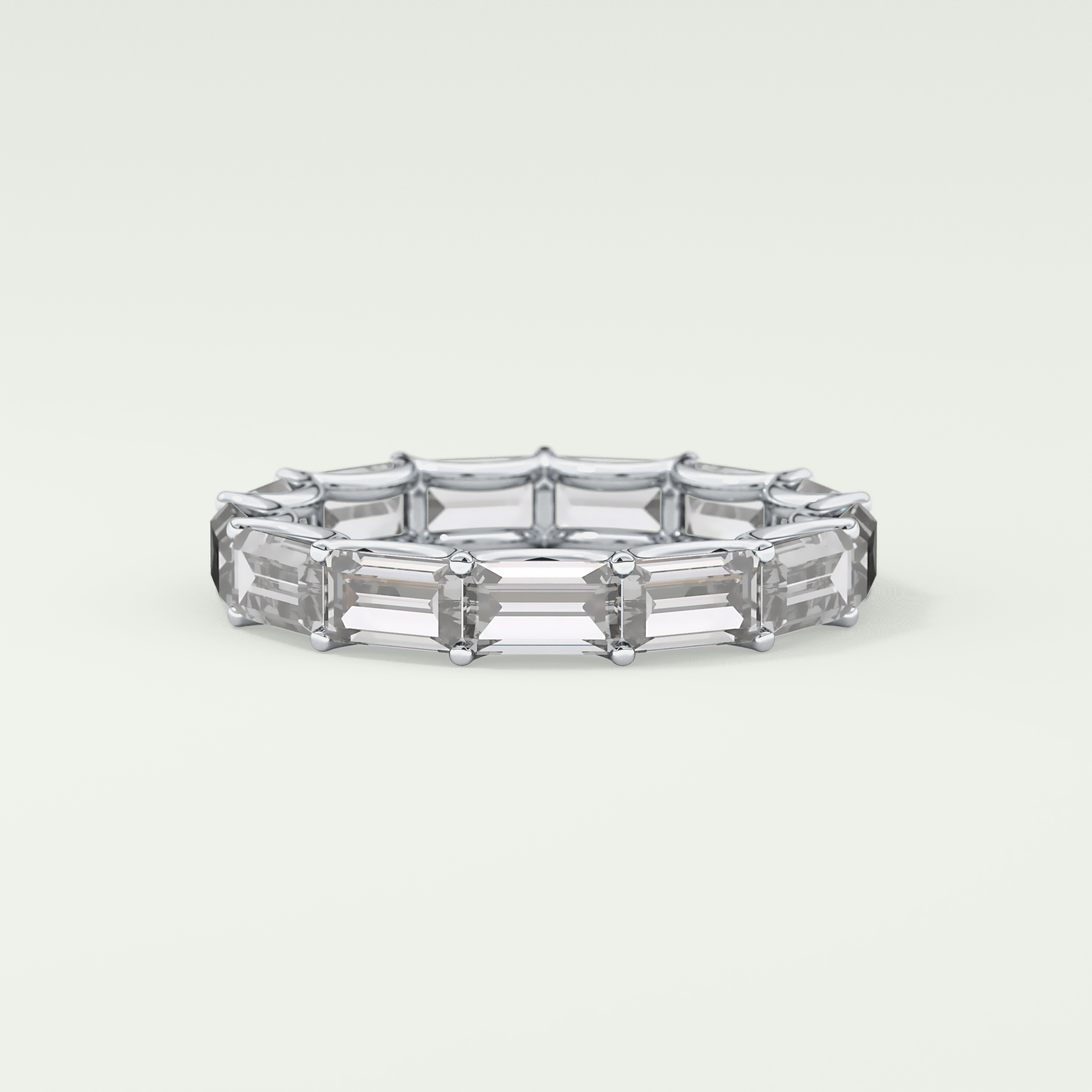 2.55 TCW Emerald Shaped Moissanite Wedding Band