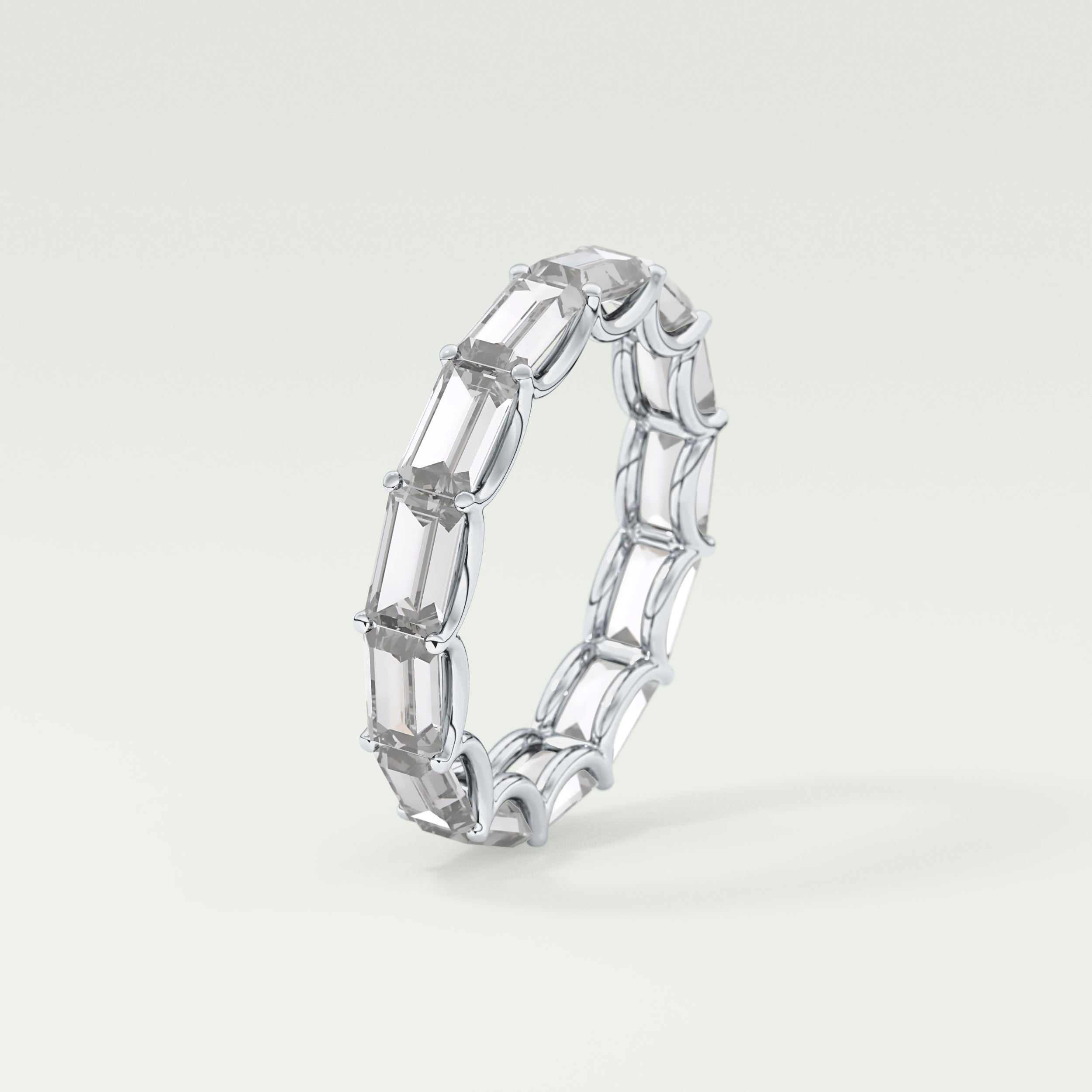 2.55 TCW Emerald Shaped Moissanite Wedding Band