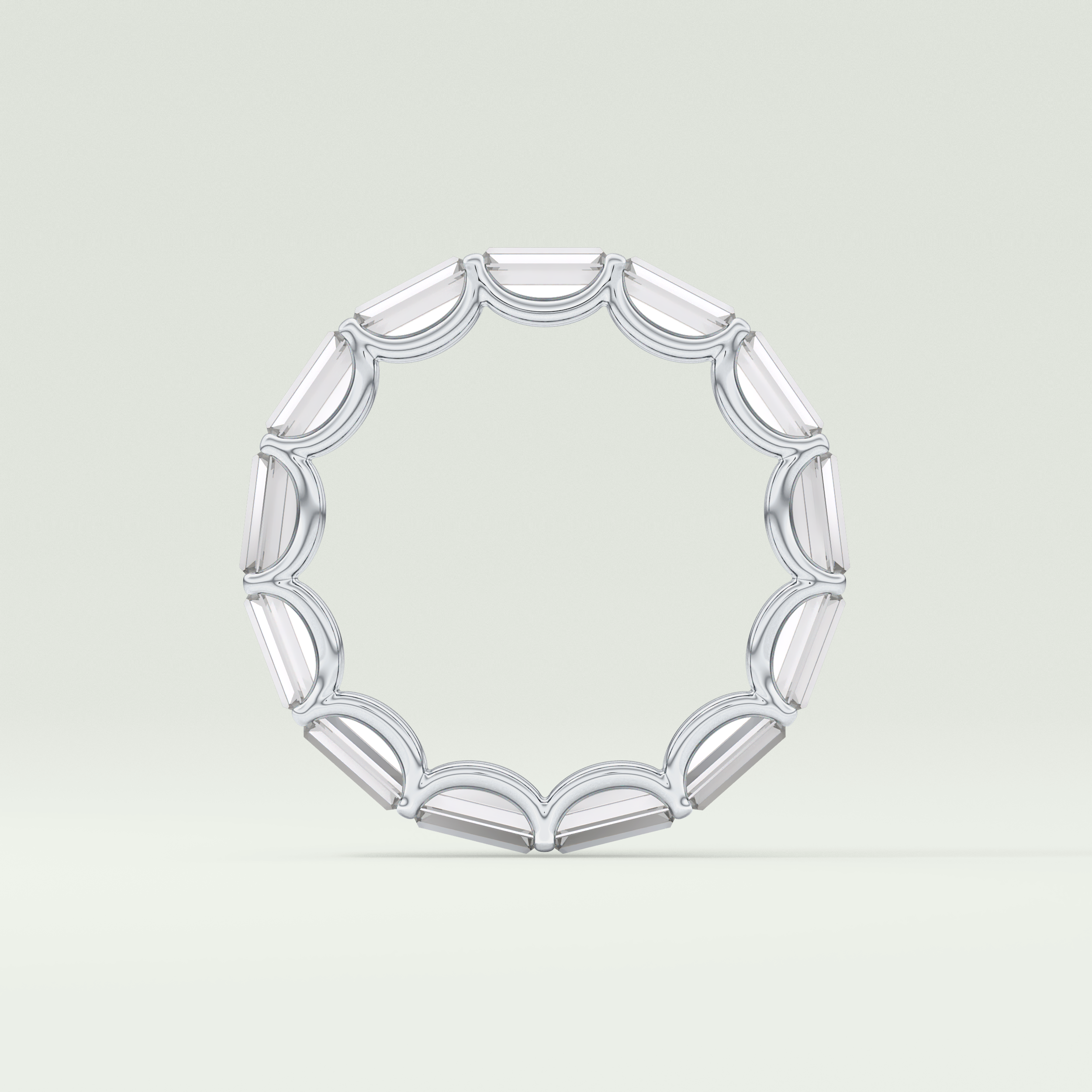 2.55 TCW Emerald Shaped Moissanite Wedding Band