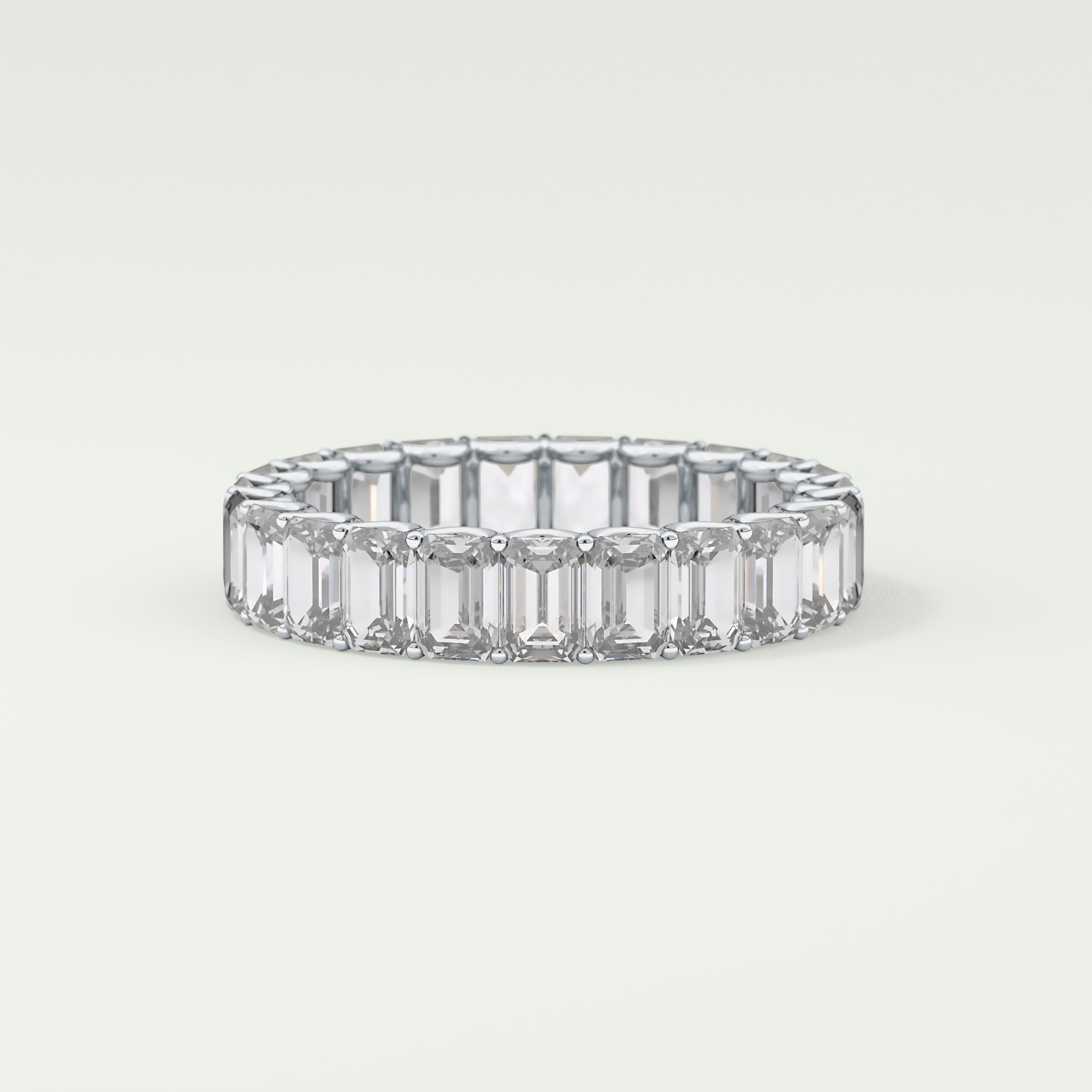 4.6 TCW Emerald Shaped Moissanite Wedding Band