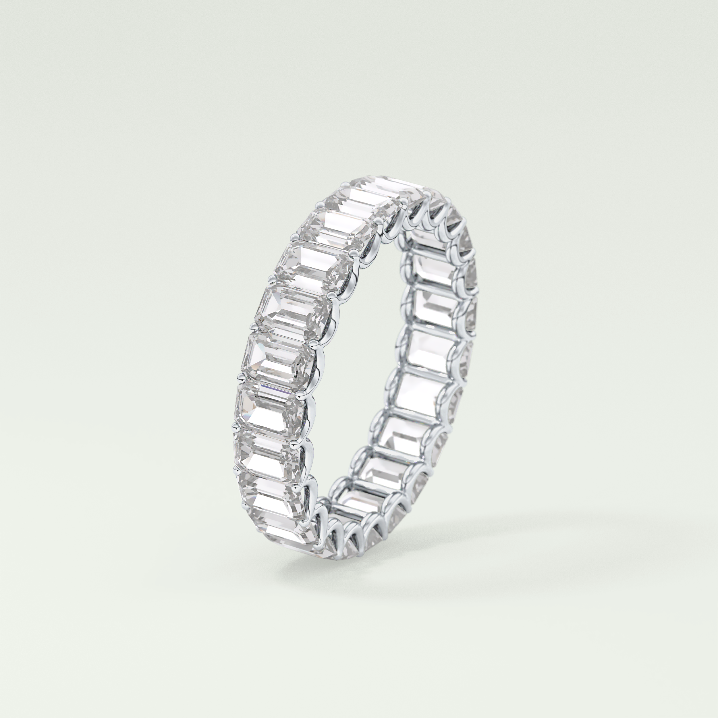 4.6 TCW Emerald Shaped Moissanite Wedding Band