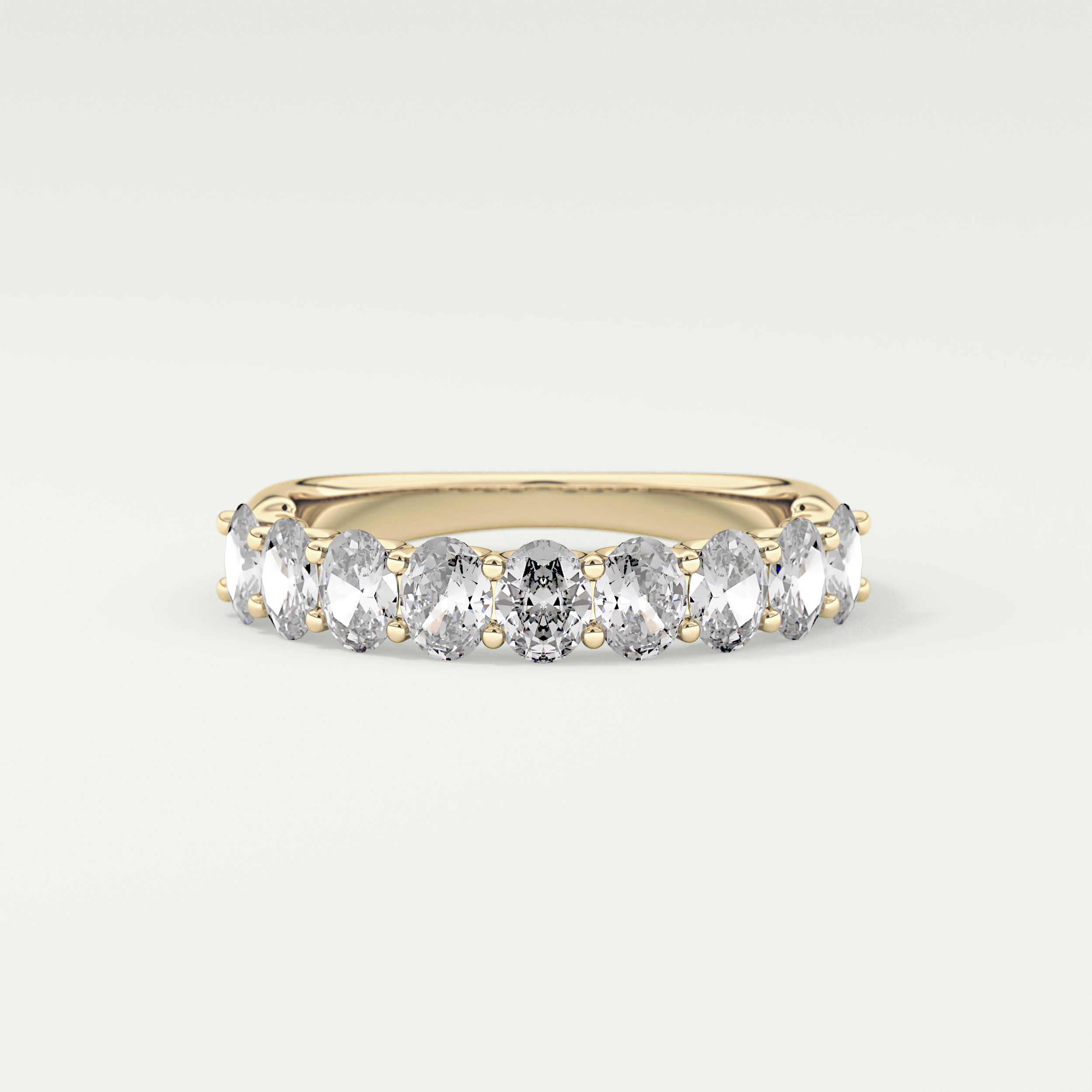 1.35 TCW Oval Shaped Moissanite Wedding Band