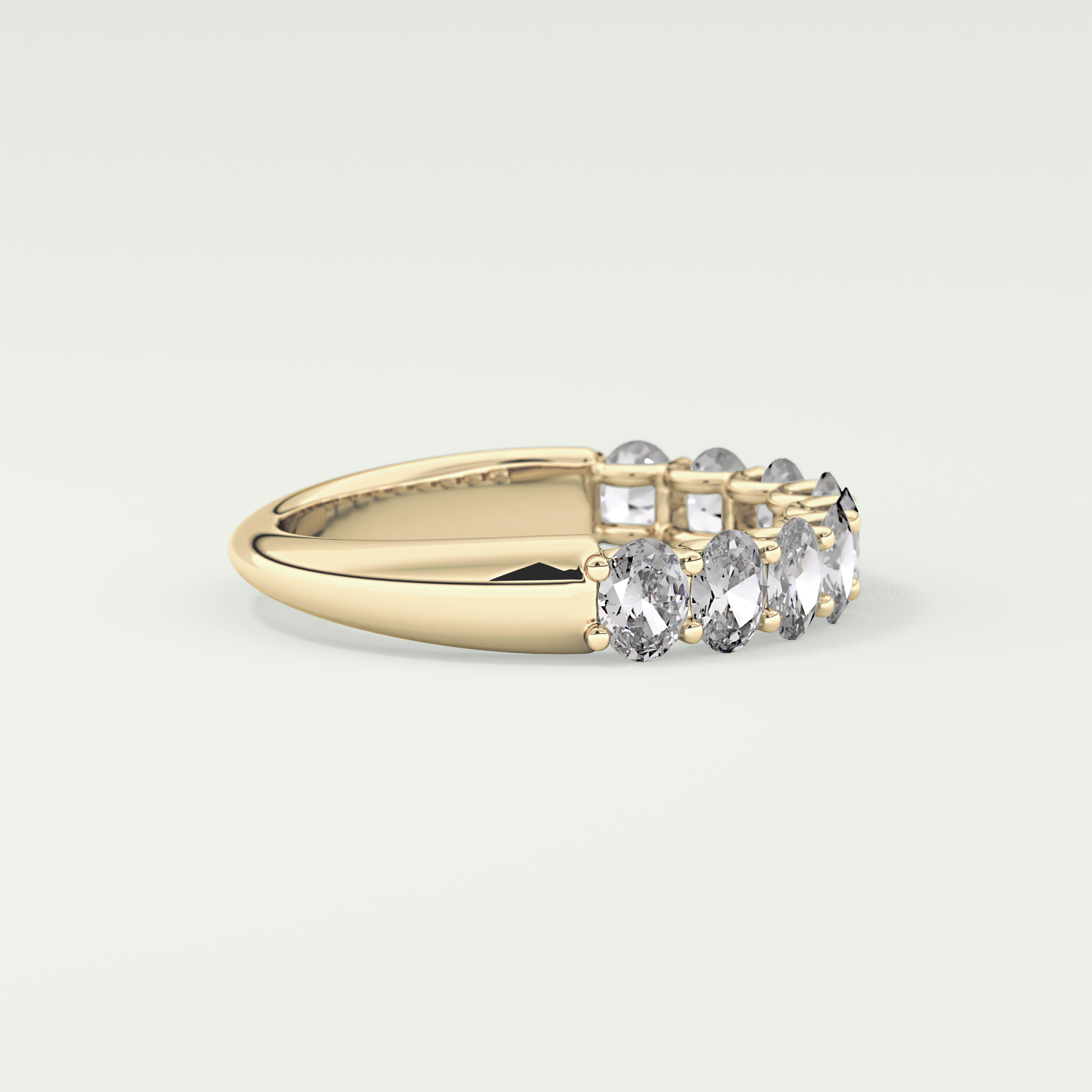 1.35 TCW Oval Shaped Moissanite Wedding Band