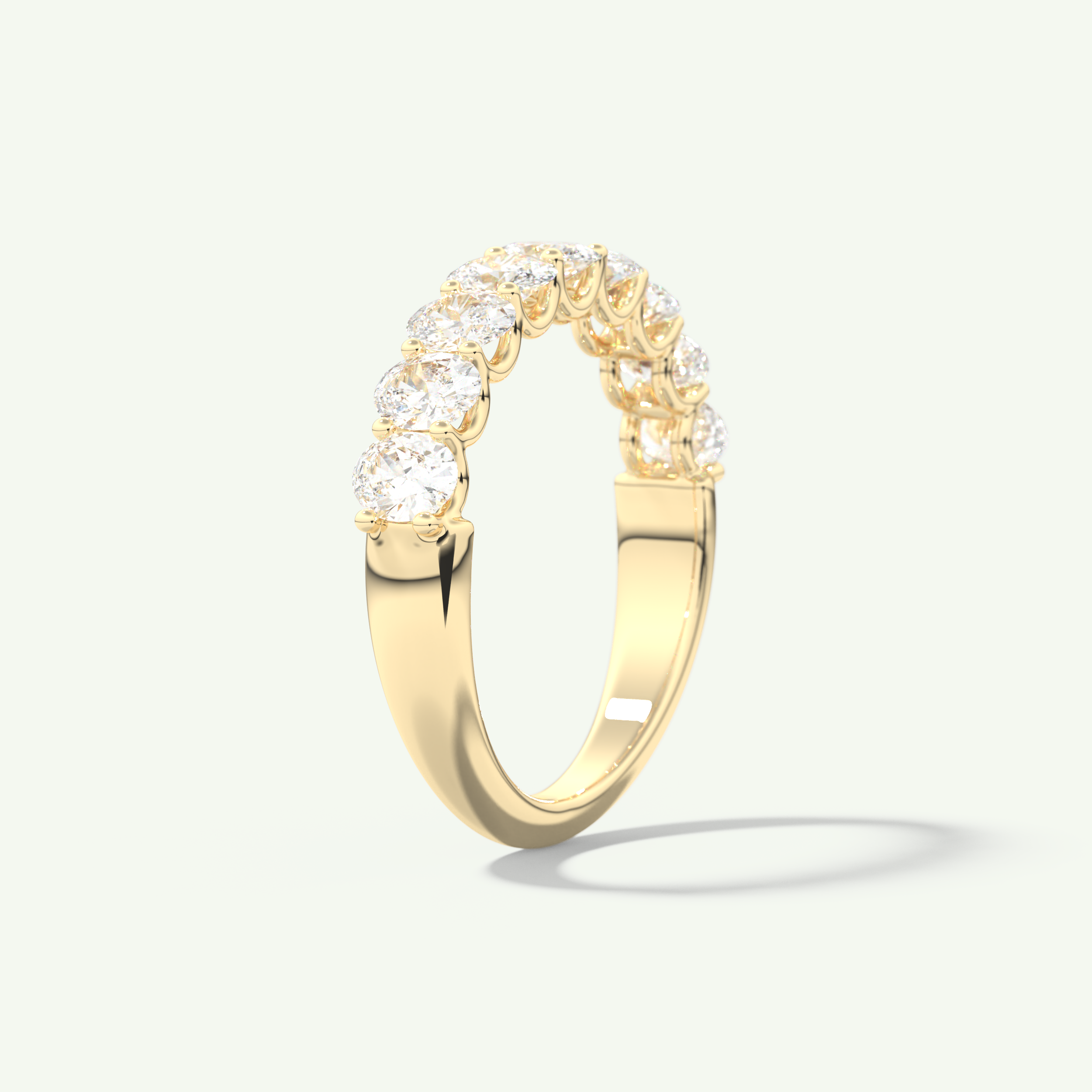 1.35 TCW Oval Cut Lab-Grown Diamond Half Eternity Wedding Band