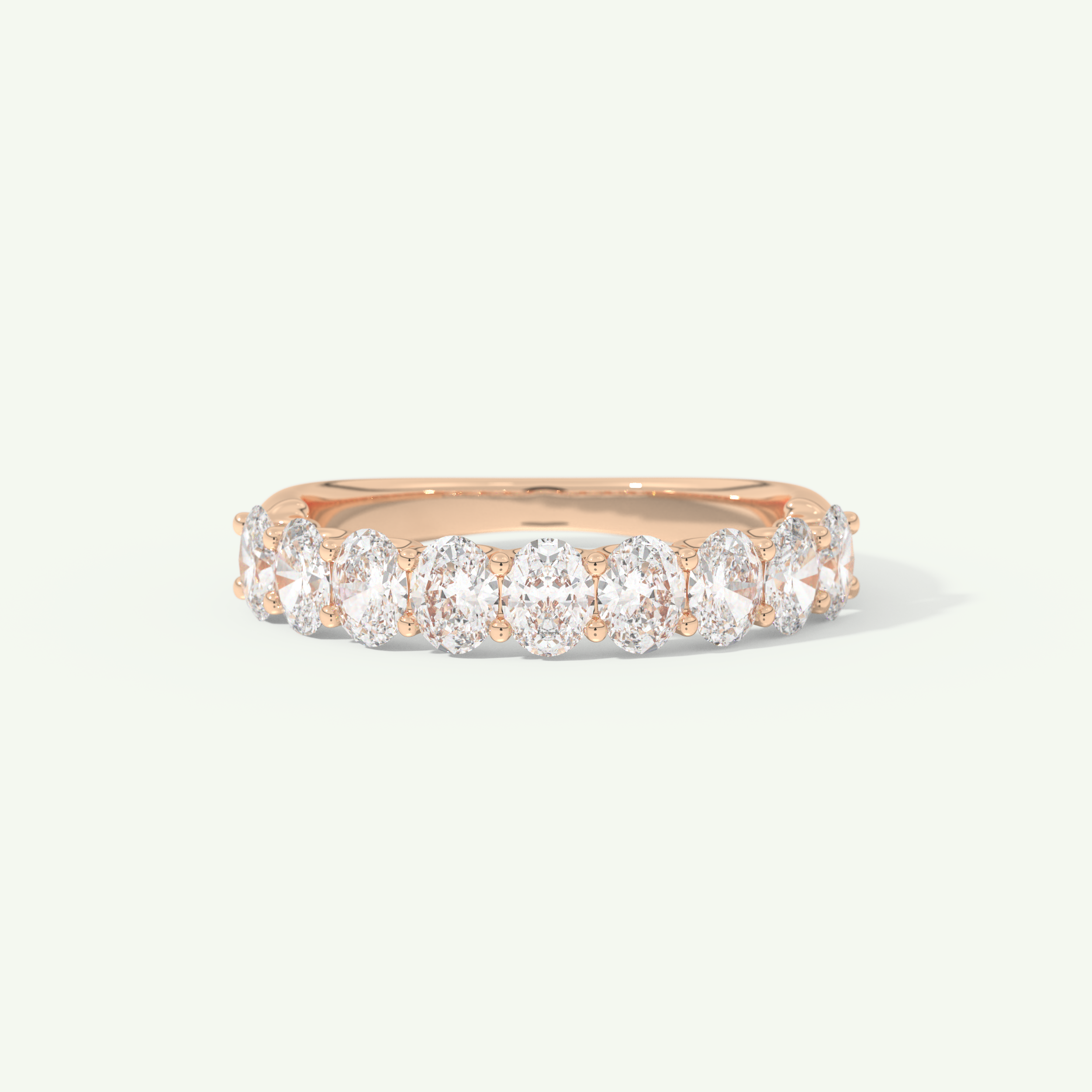 1.35 TCW Oval Cut Lab-Grown Diamond Half Eternity Wedding Band