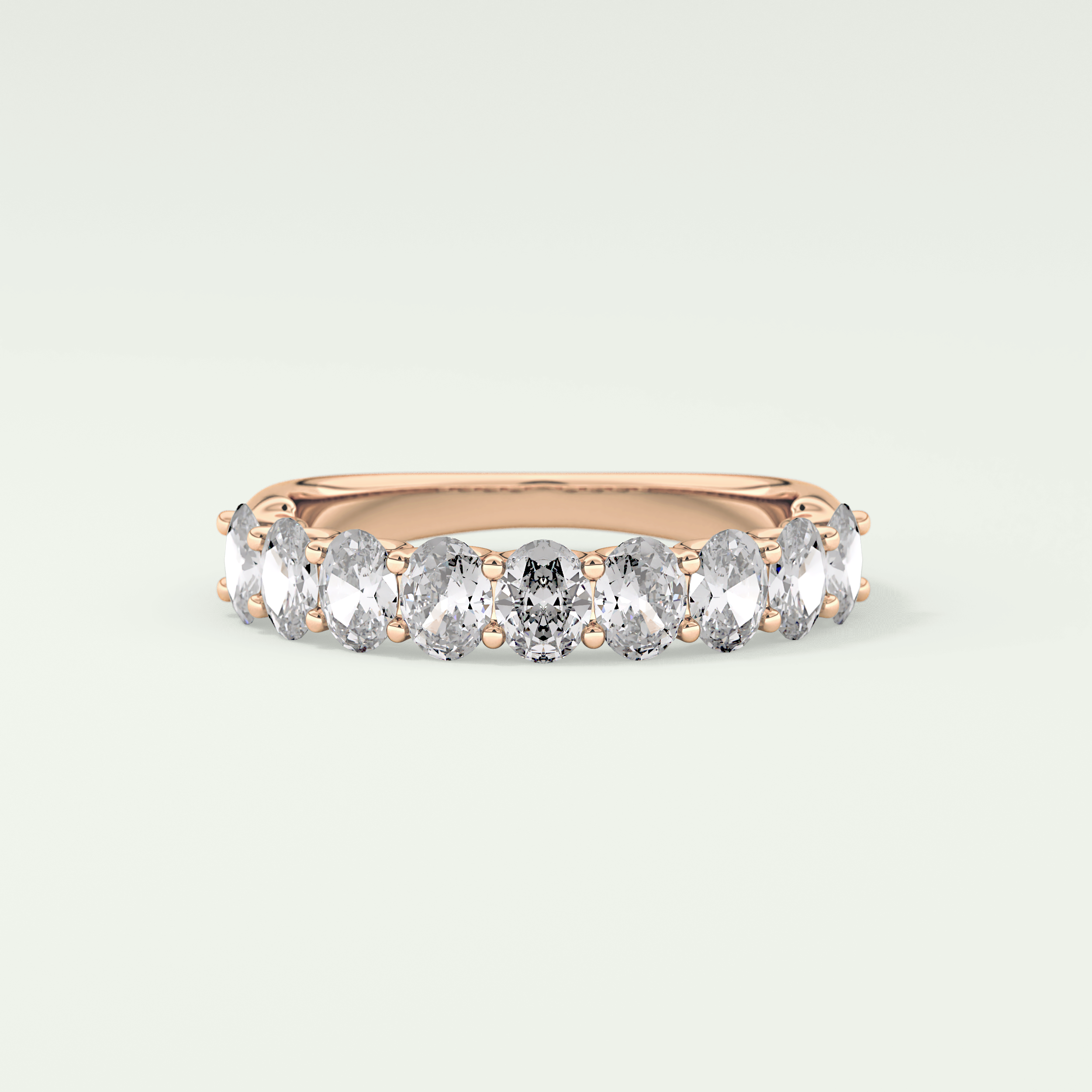 1.35 TCW Oval Shaped Moissanite Wedding Band