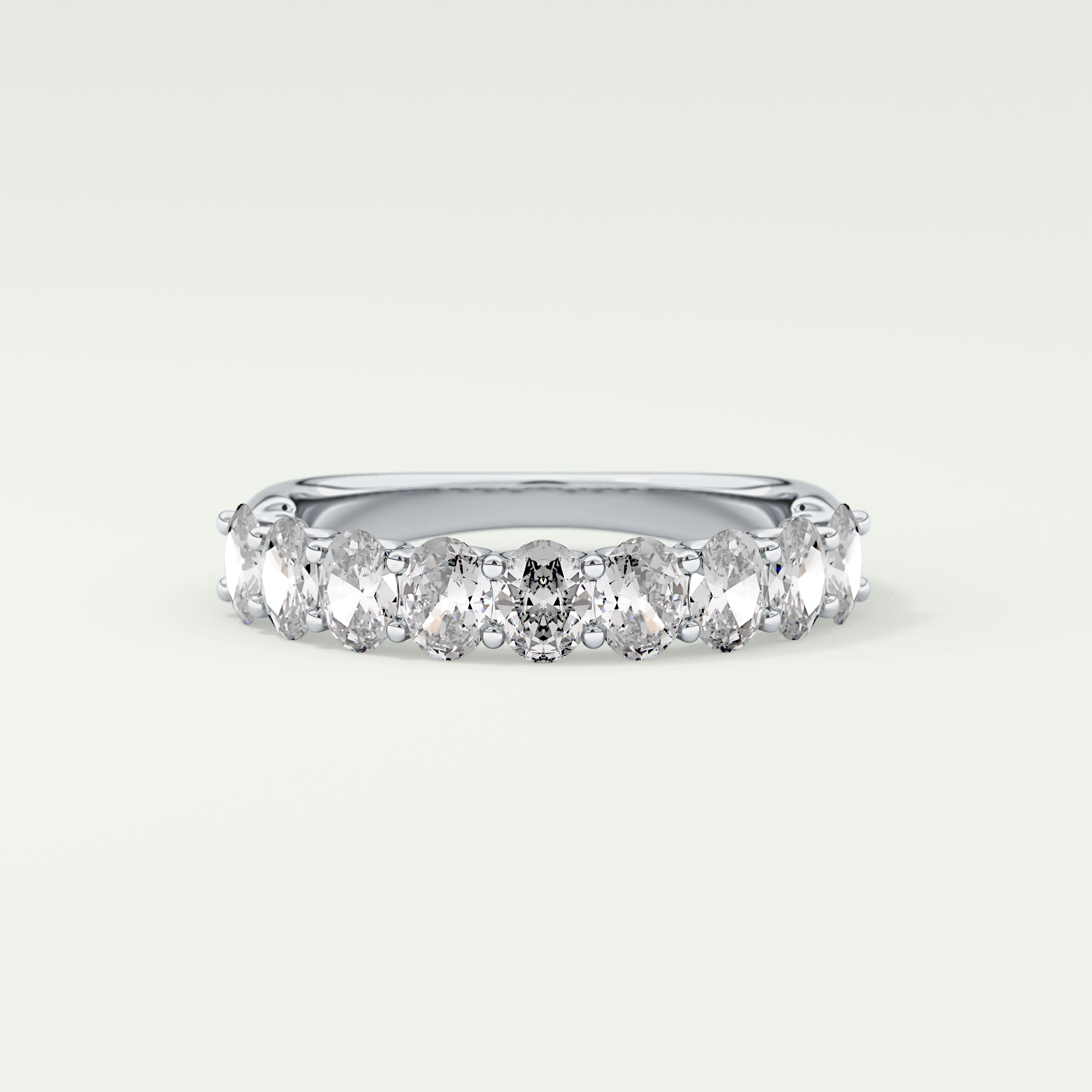 1.35 TCW Oval Shaped Moissanite Wedding Band