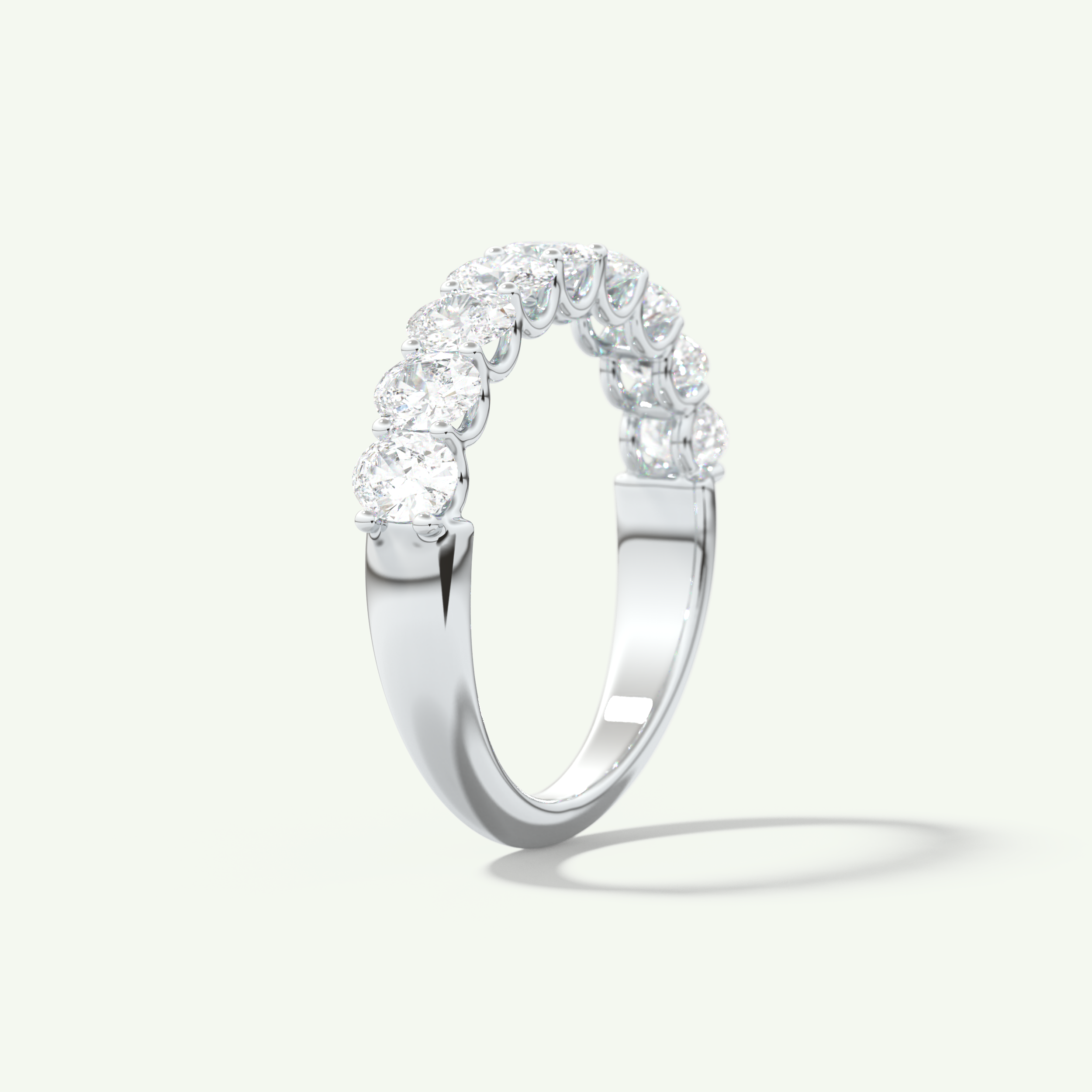 1.35 TCW Oval Cut Lab-Grown Diamond Half Eternity Wedding Band