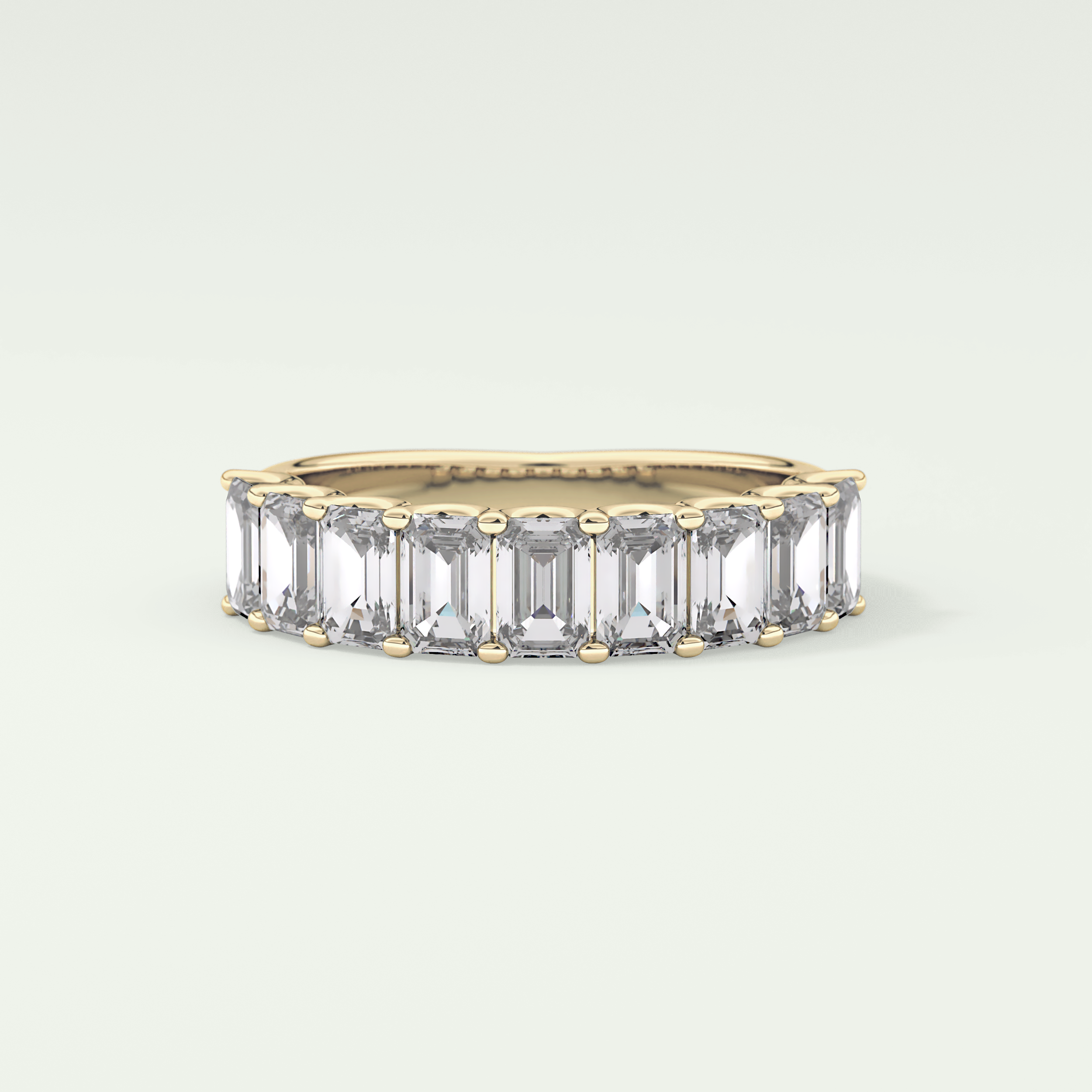 1.8 TCW Emerald Shaped Moissanite Wedding Band