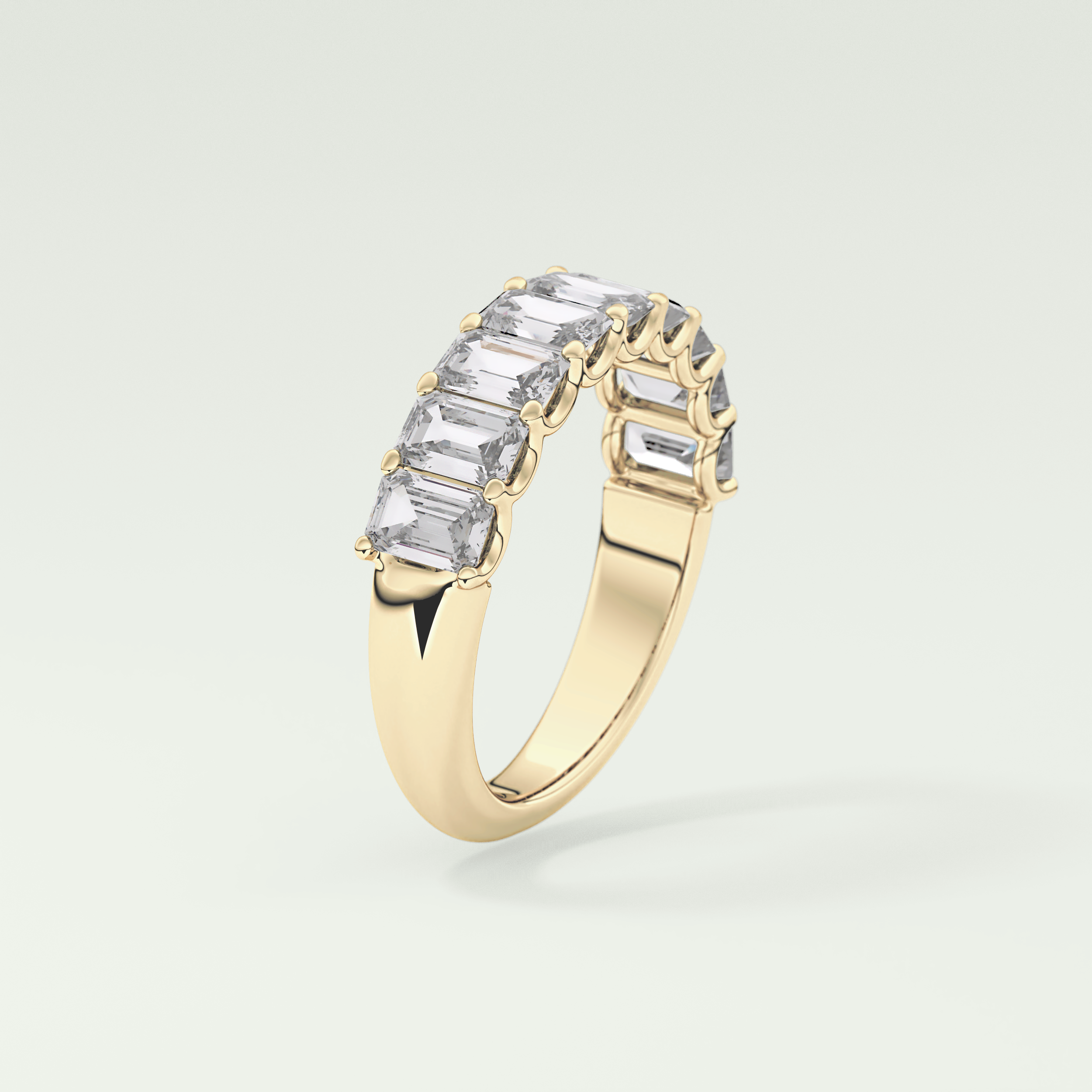 1.8 TCW Emerald Shaped Moissanite Wedding Band