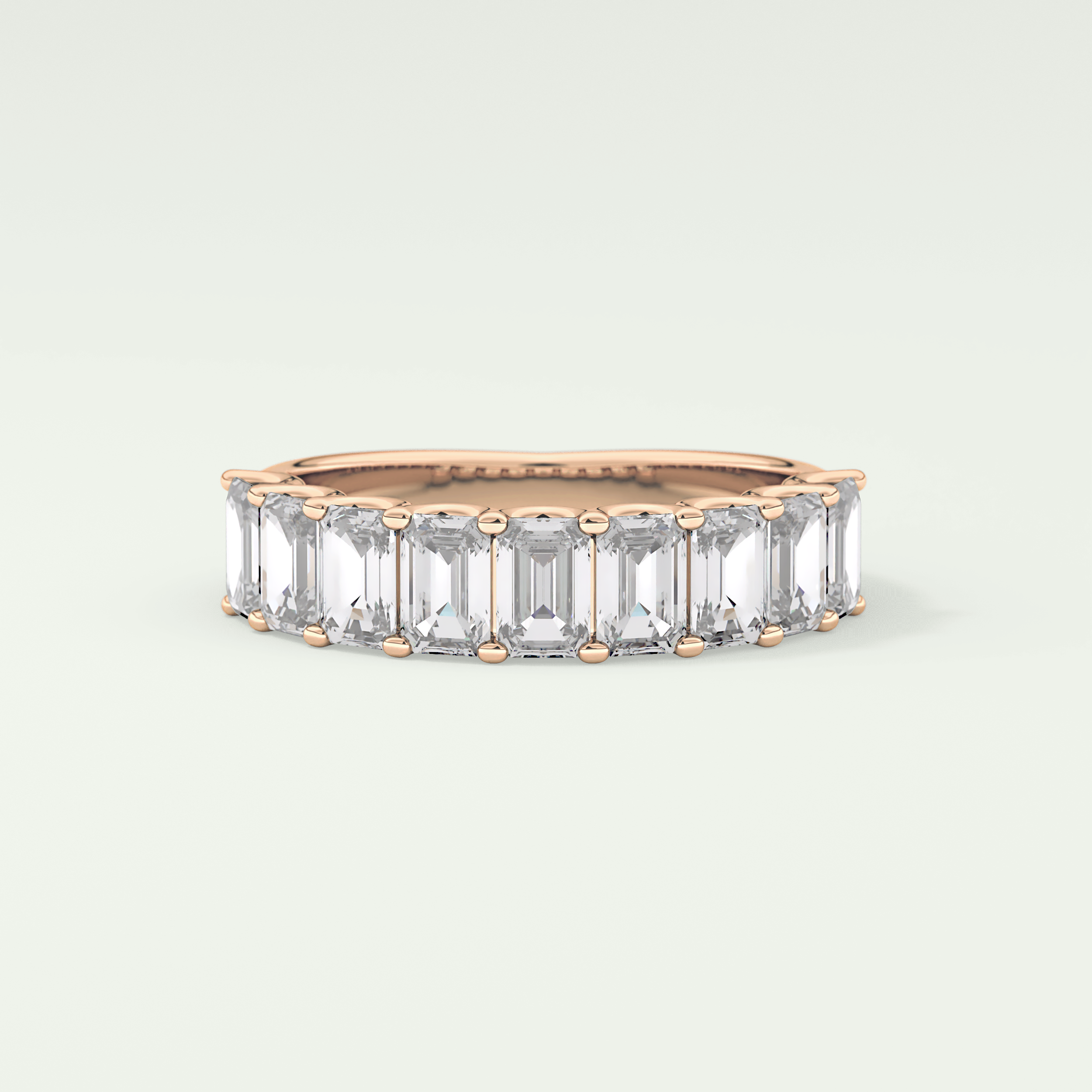 1.8 TCW Emerald Shaped Moissanite Wedding Band