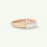 1.8 TCW Emerald Cut Lab-Grown Diamond Half Eternity Wedding Band