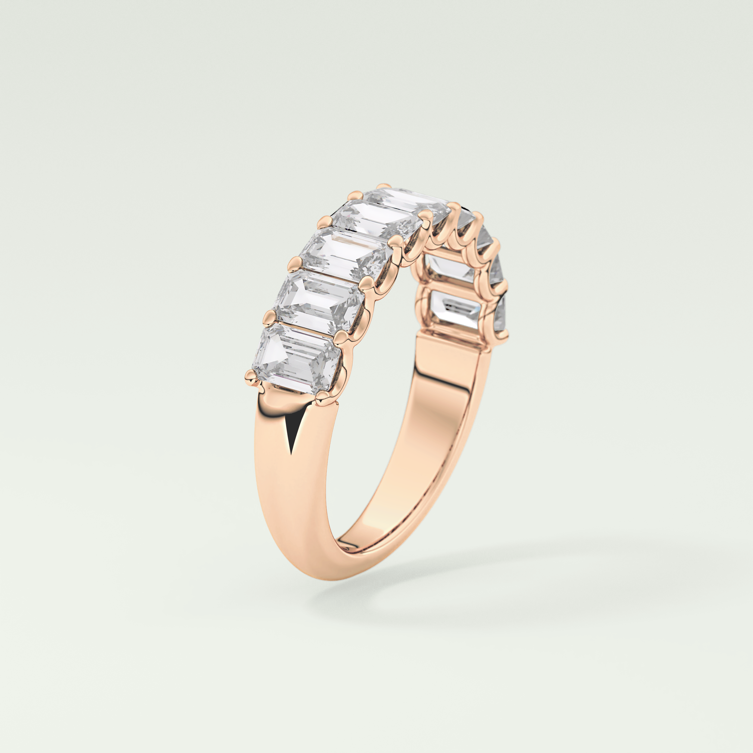 1.8 TCW Emerald Shaped Moissanite Wedding Band