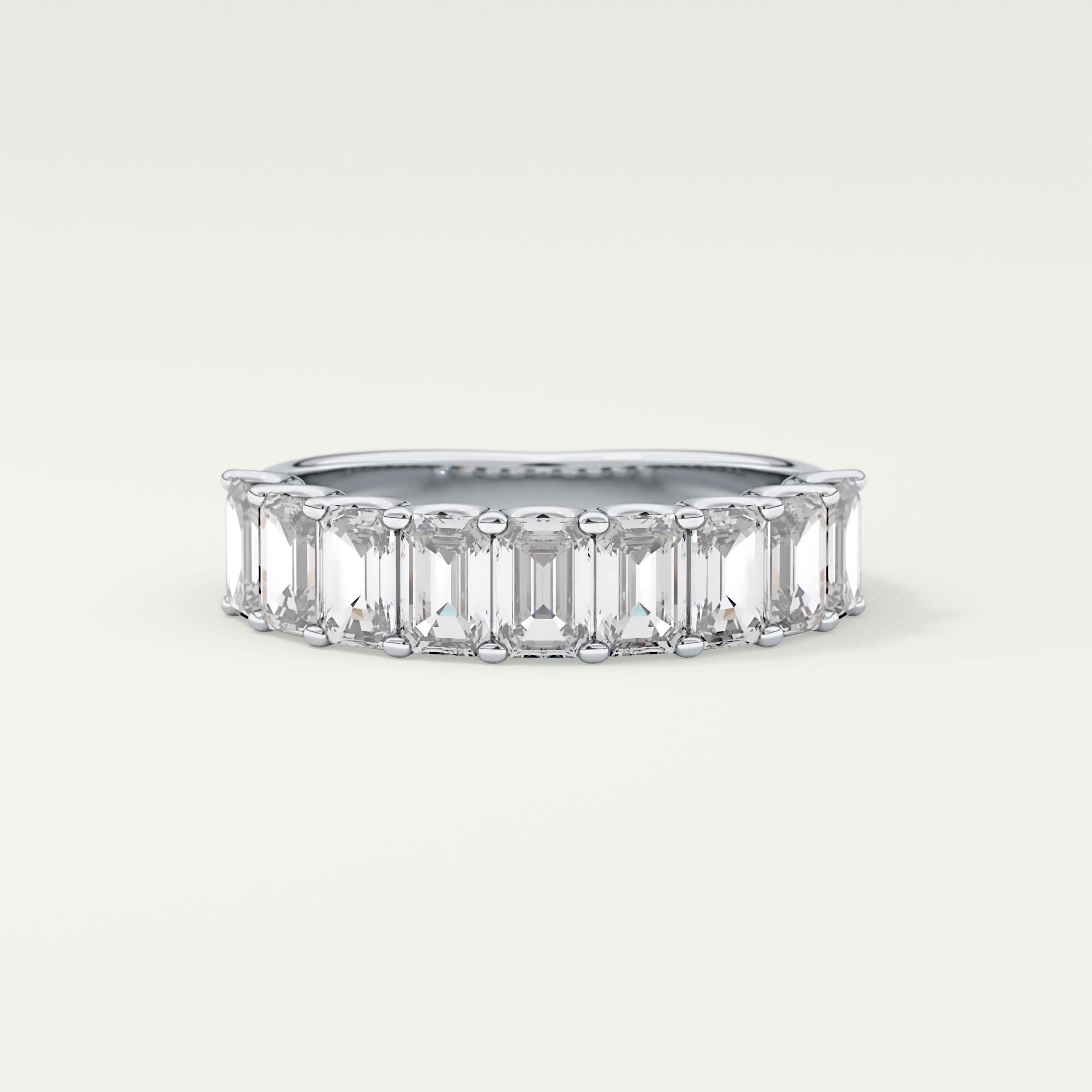1.8 TCW Emerald Shaped Moissanite Wedding Band