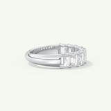 1.8 TCW Emerald Cut Lab-Grown Diamond Half Eternity Wedding Band
