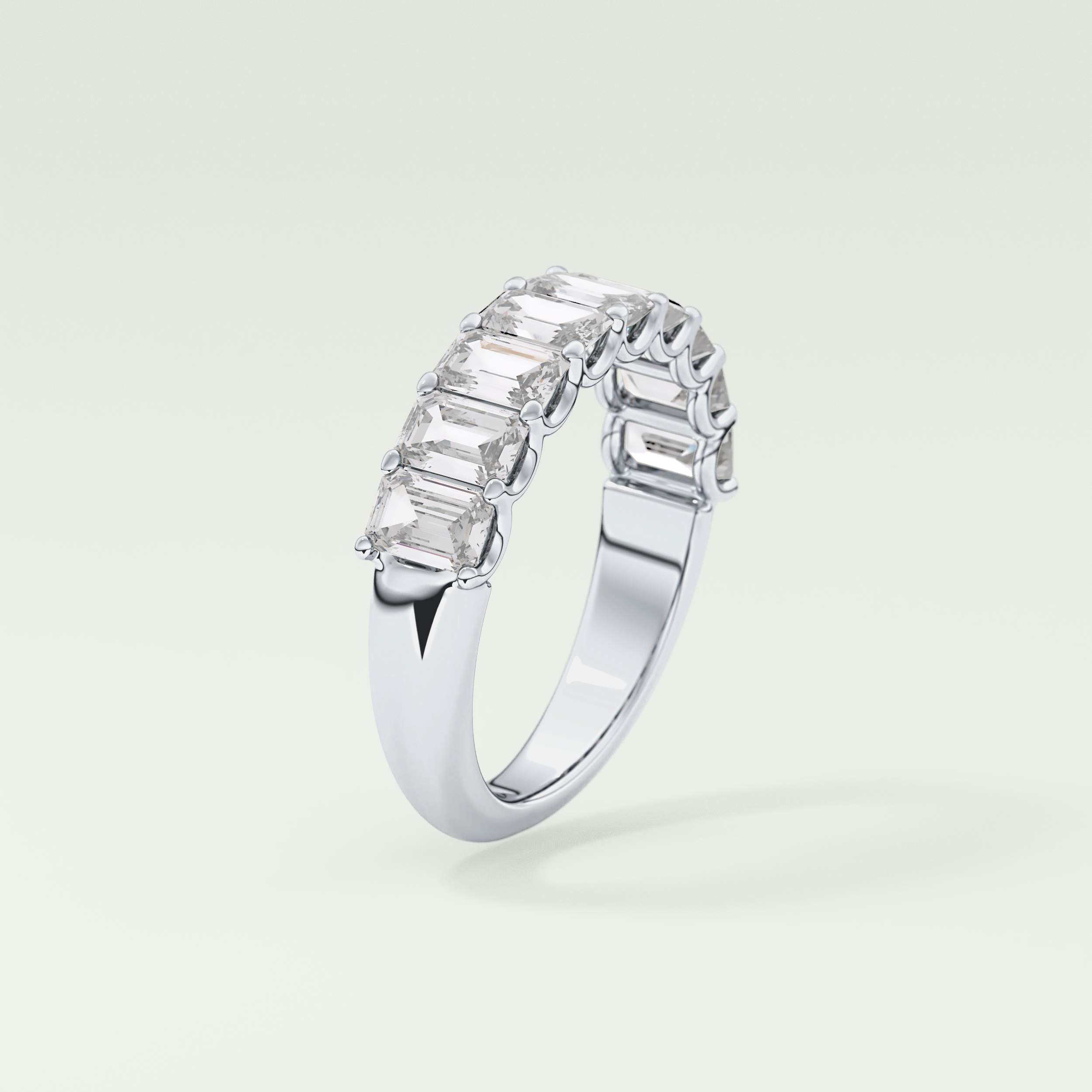 1.8 TCW Emerald Shaped Moissanite Wedding Band