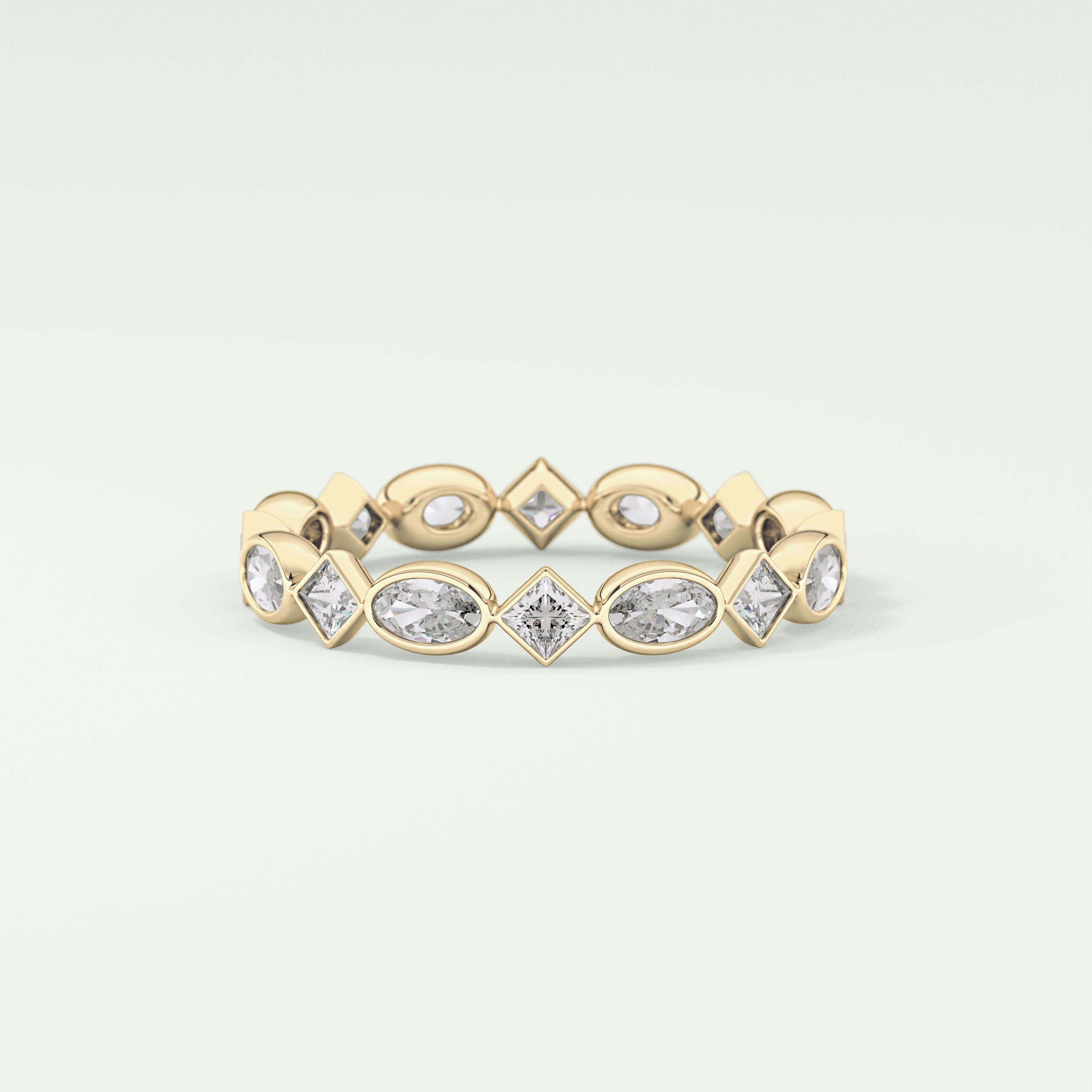 0.72 TCW Oval & Princess Shaped Moissanite Wedding Band