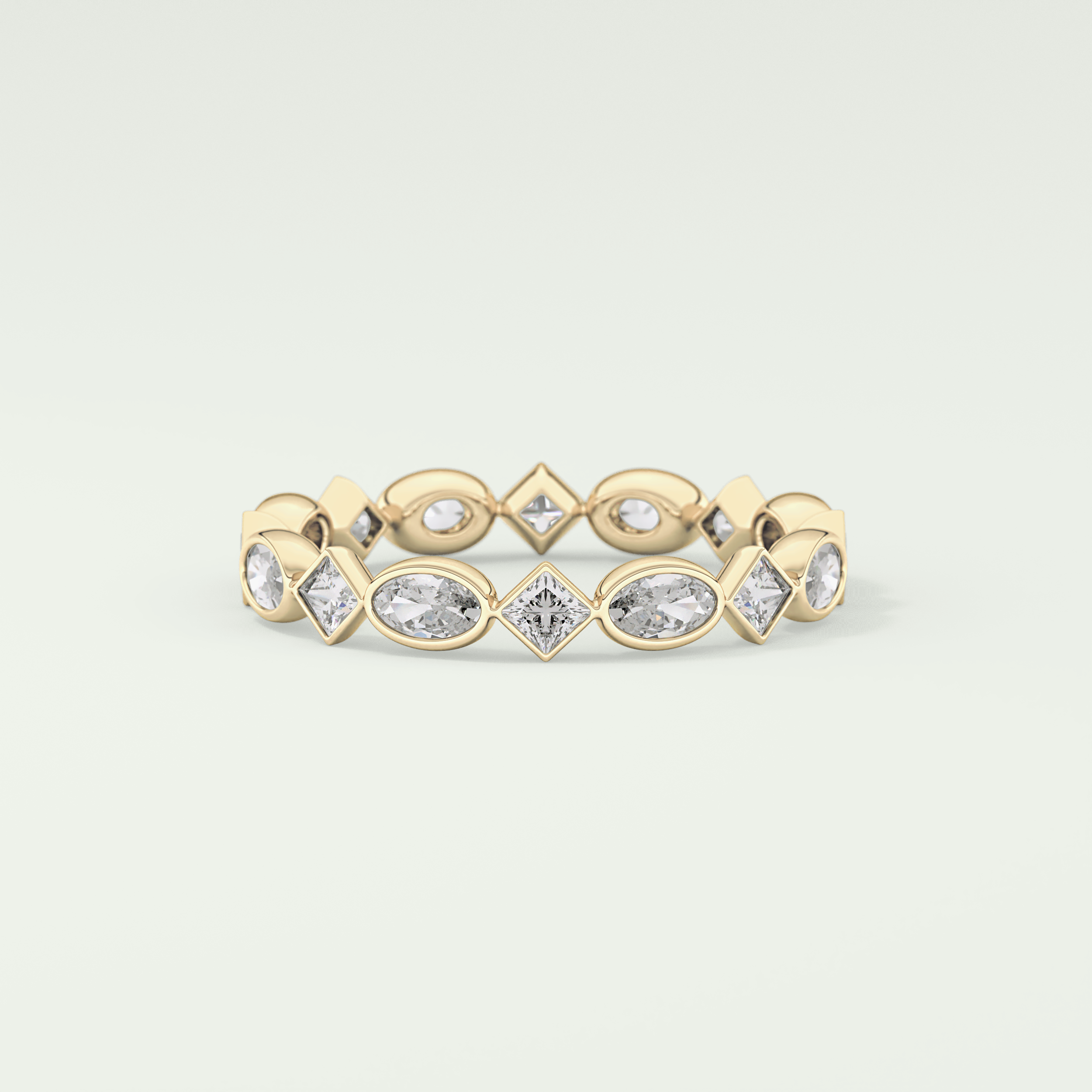 0.72 TCW Oval & Princess Shaped Moissanite Wedding Band