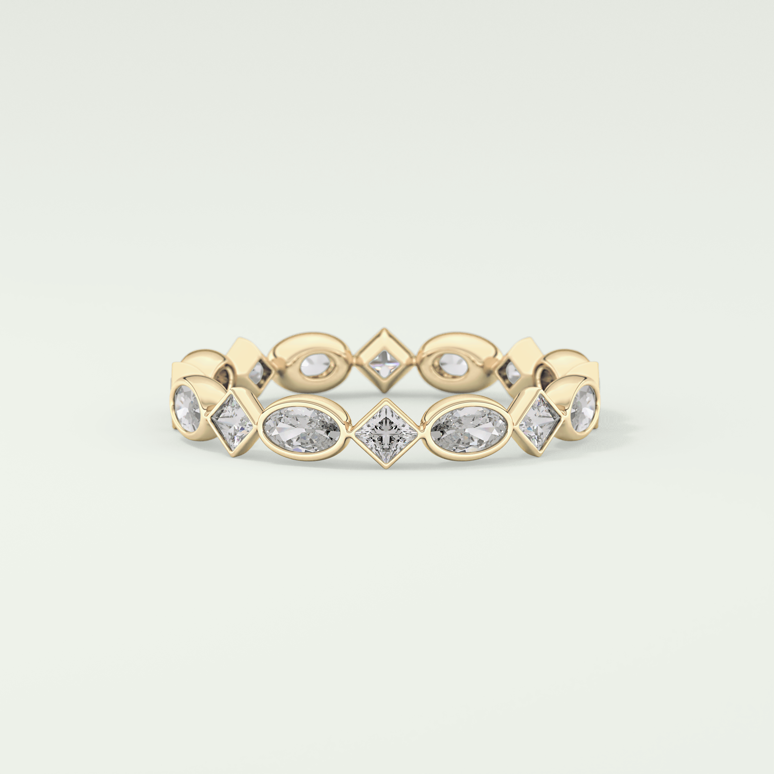 0.72 TCW Oval & Princess Shaped Moissanite Wedding Band