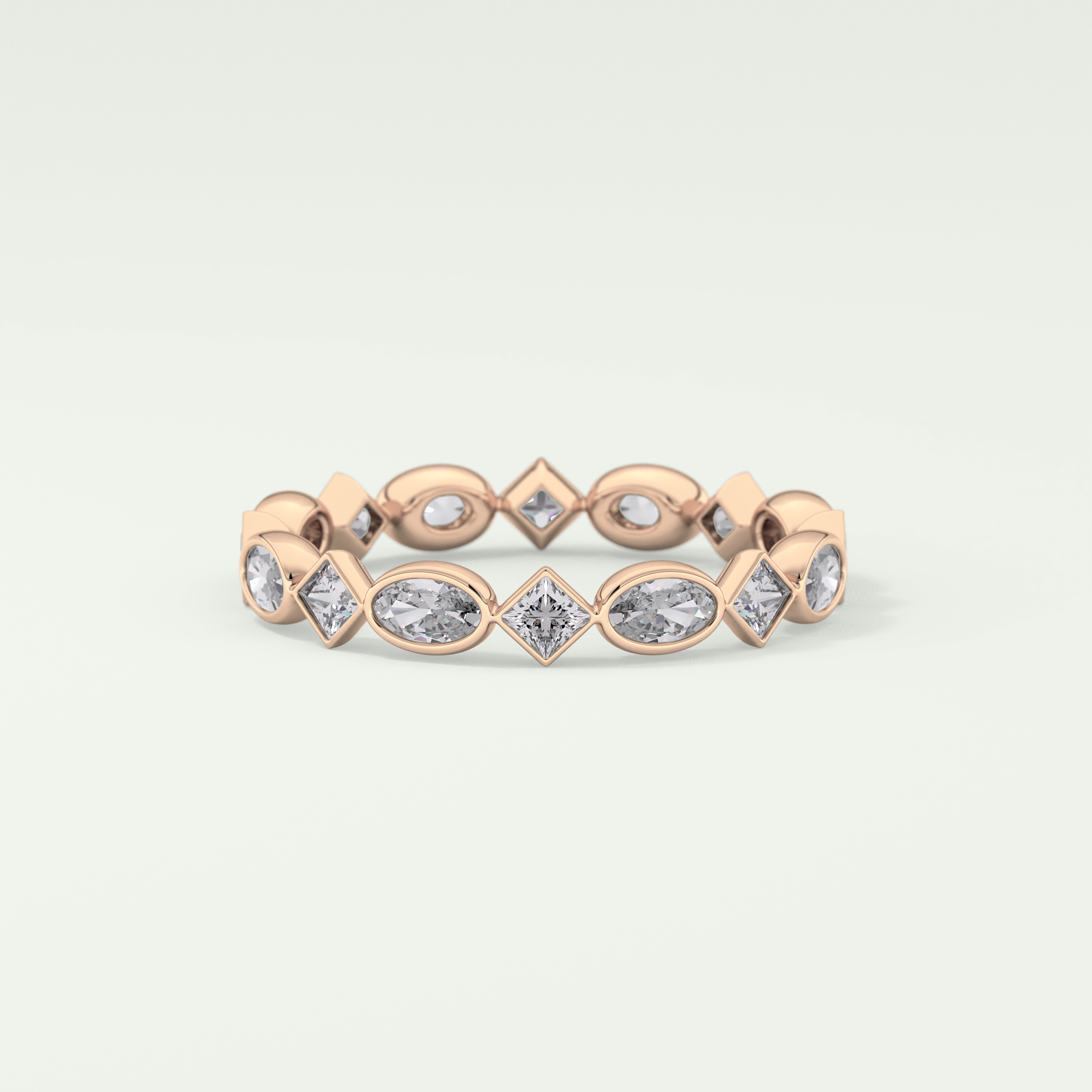 0.72 TCW Oval & Princess Shaped Moissanite Wedding Band