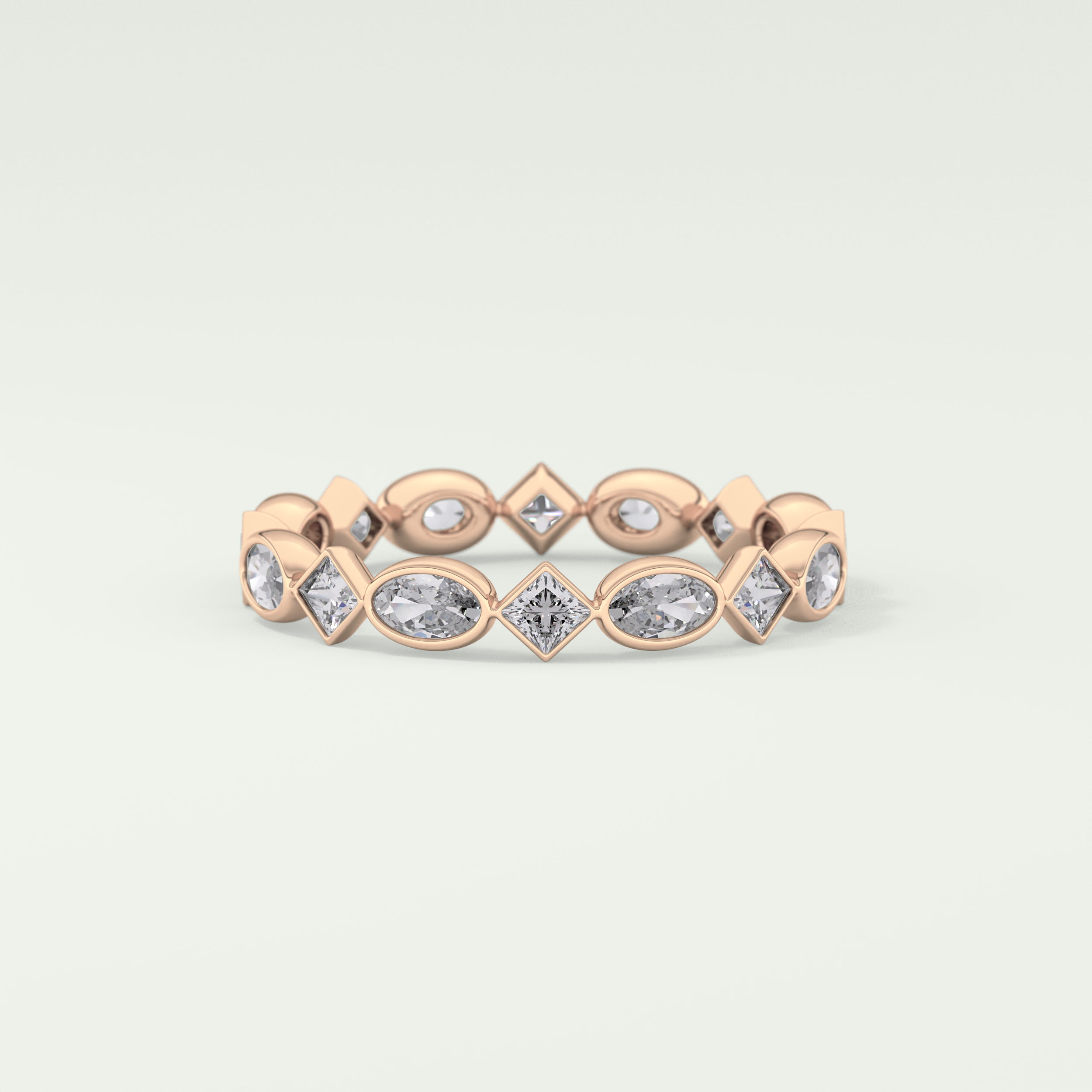 0.72 TCW Oval & Princess Shaped Moissanite Wedding Band