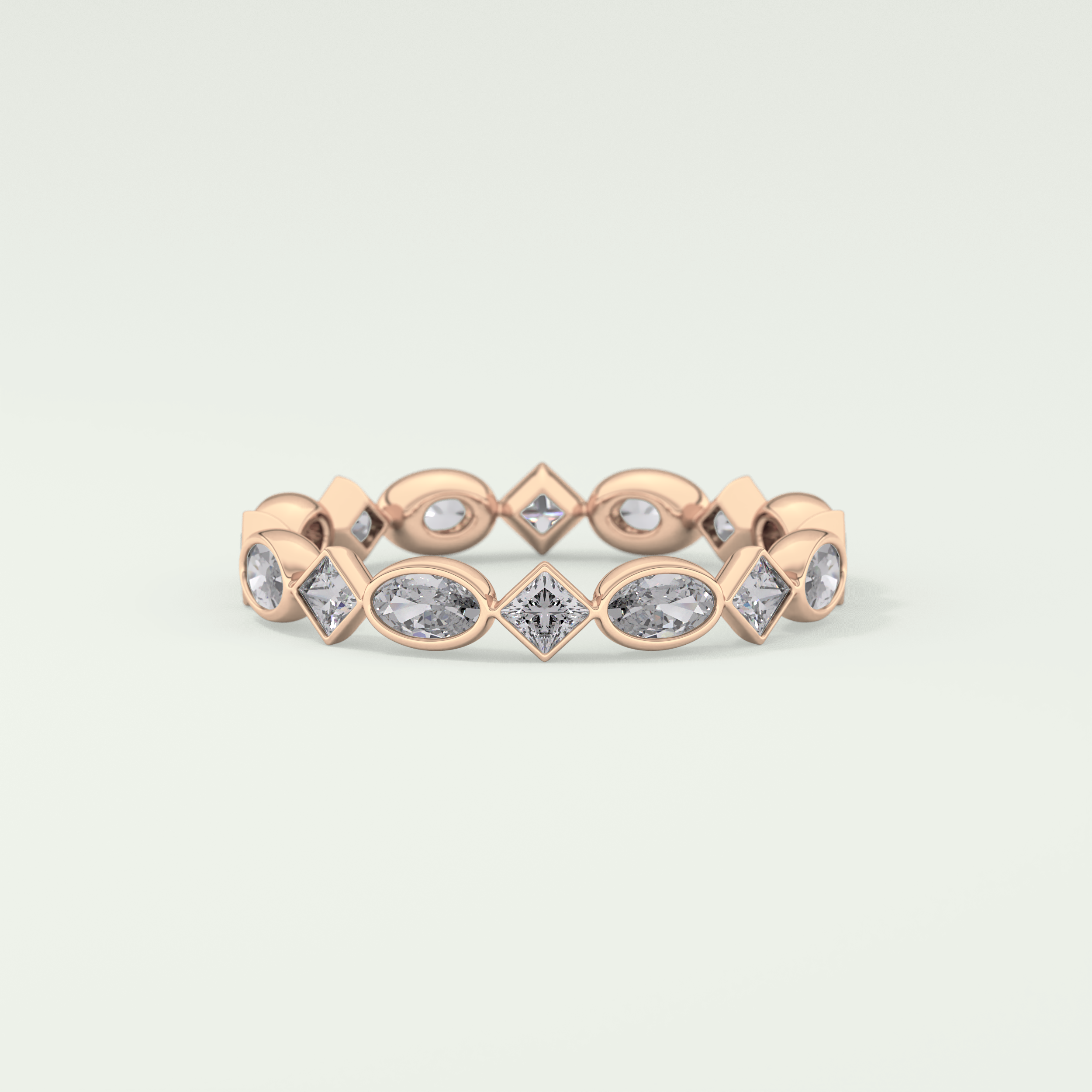 0.72 TCW Oval & Princess Shaped Moissanite Wedding Band