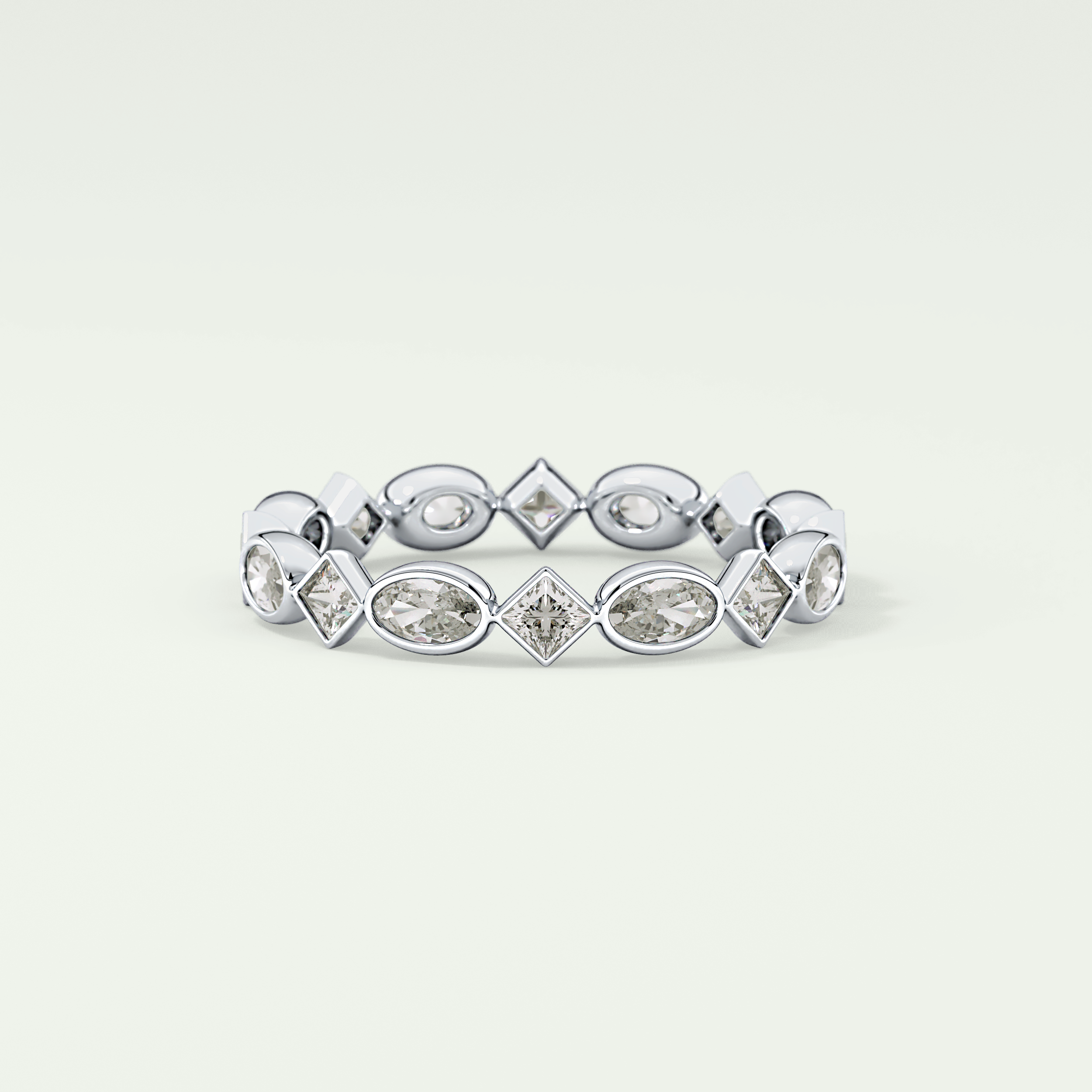 0.72 TCW Oval & Princess Shaped Moissanite Wedding Band