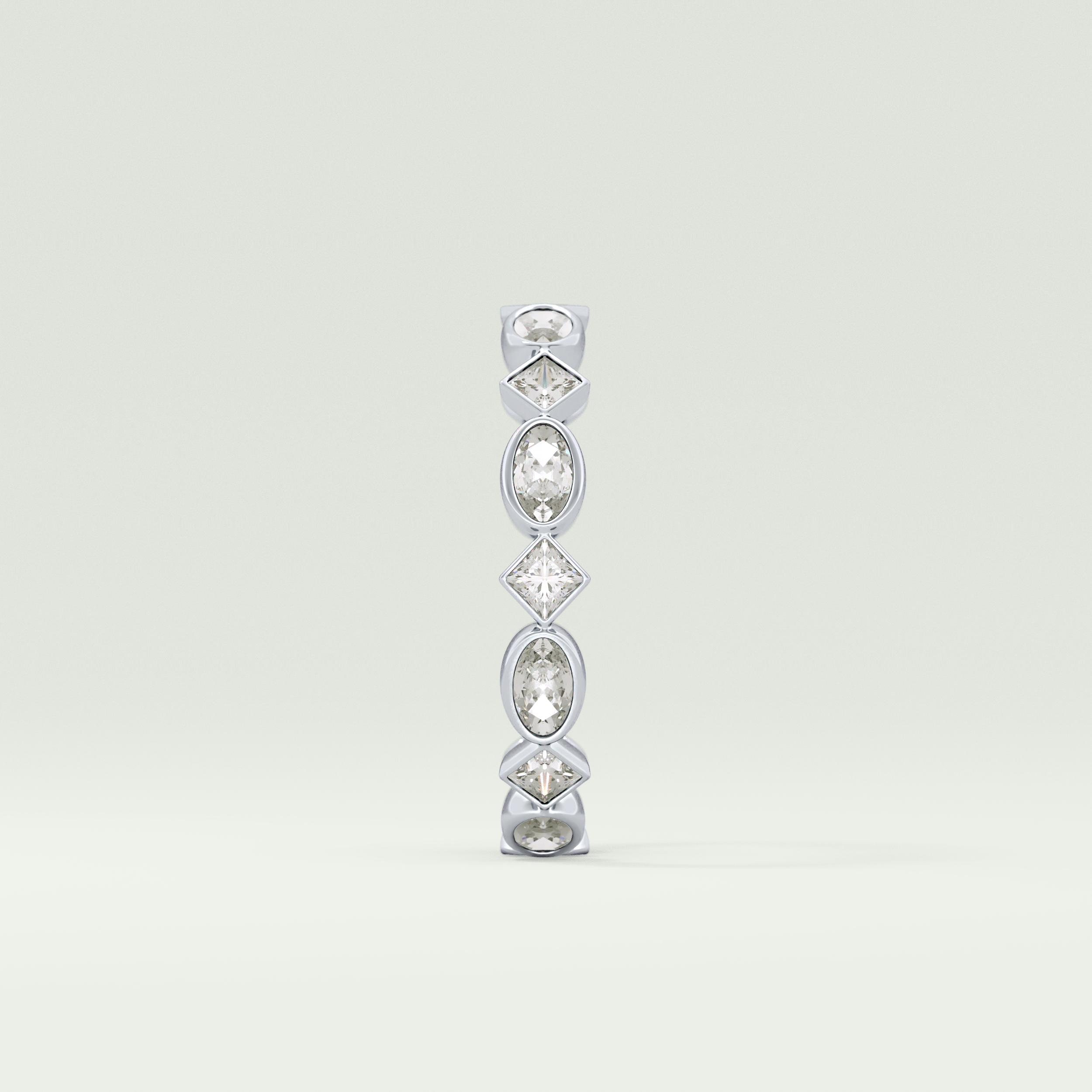 0.72 TCW Oval & Princess Shaped Moissanite Wedding Band