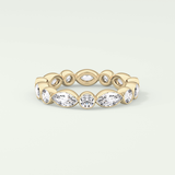 0.98 TCW Round & Marquise Shaped Moissanite Wedding Band
