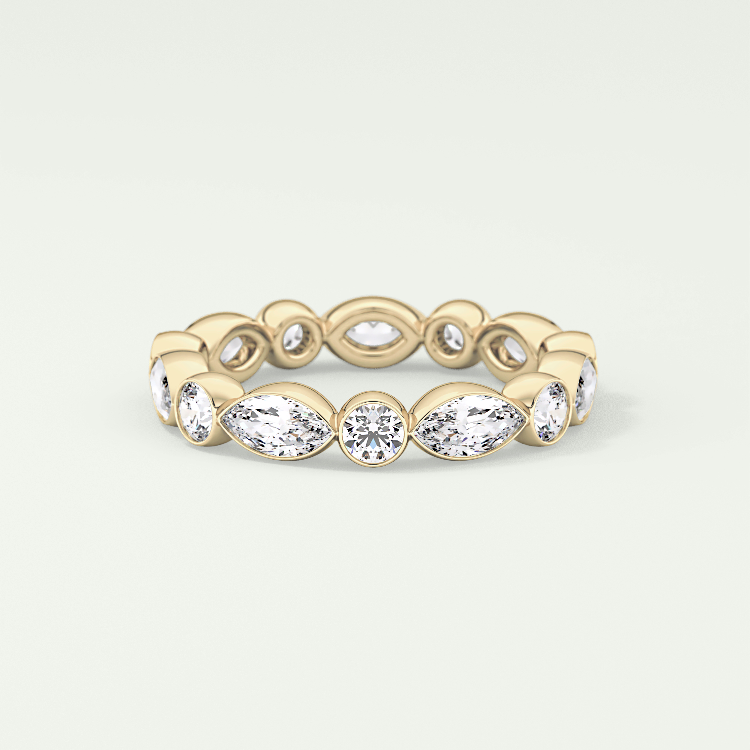 0.98 TCW Round & Marquise Shaped Moissanite Wedding Band
