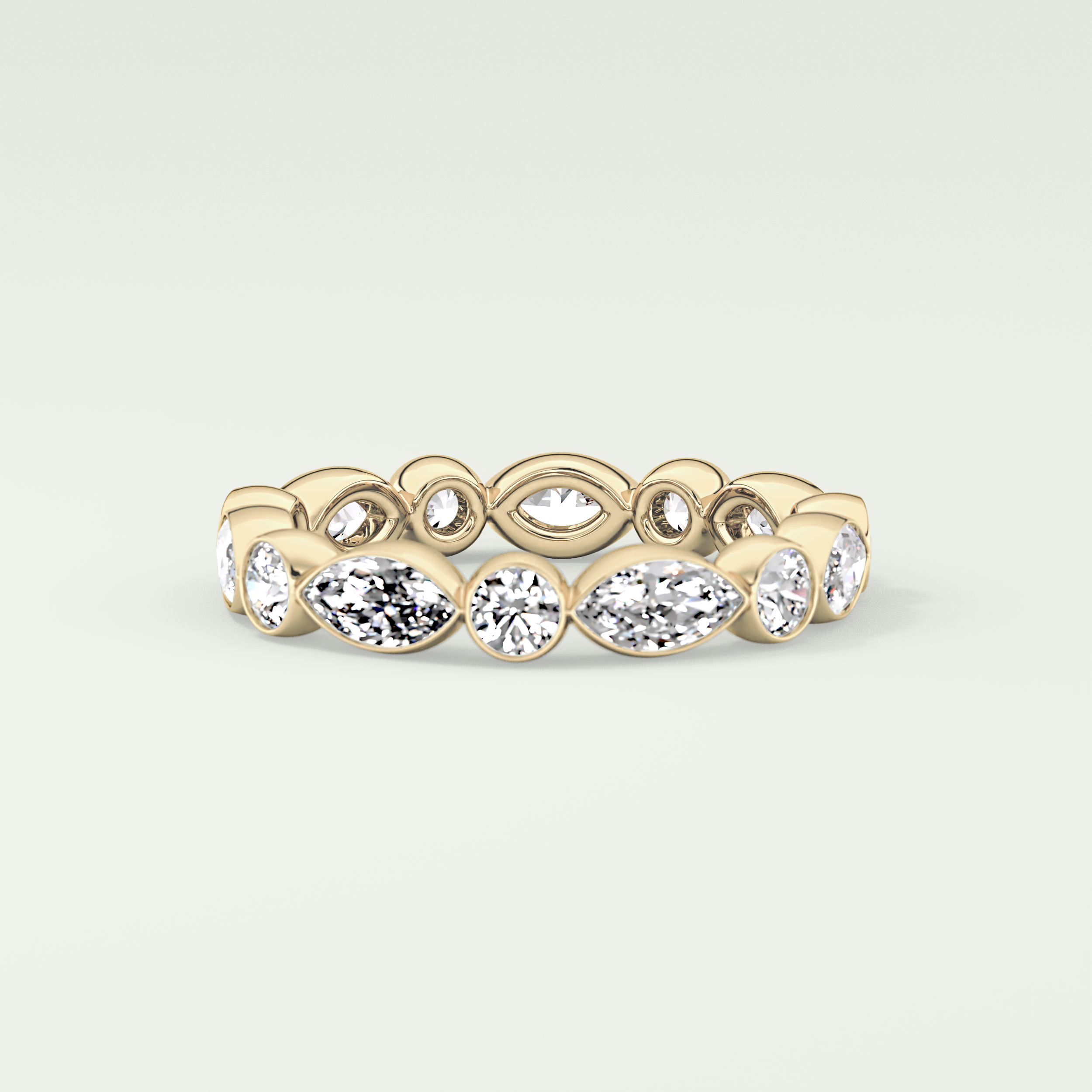 0.98 TCW Round & Marquise Shaped Moissanite Wedding Band