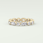 0.98 TCW Round & Marquise Shaped Moissanite Wedding Band