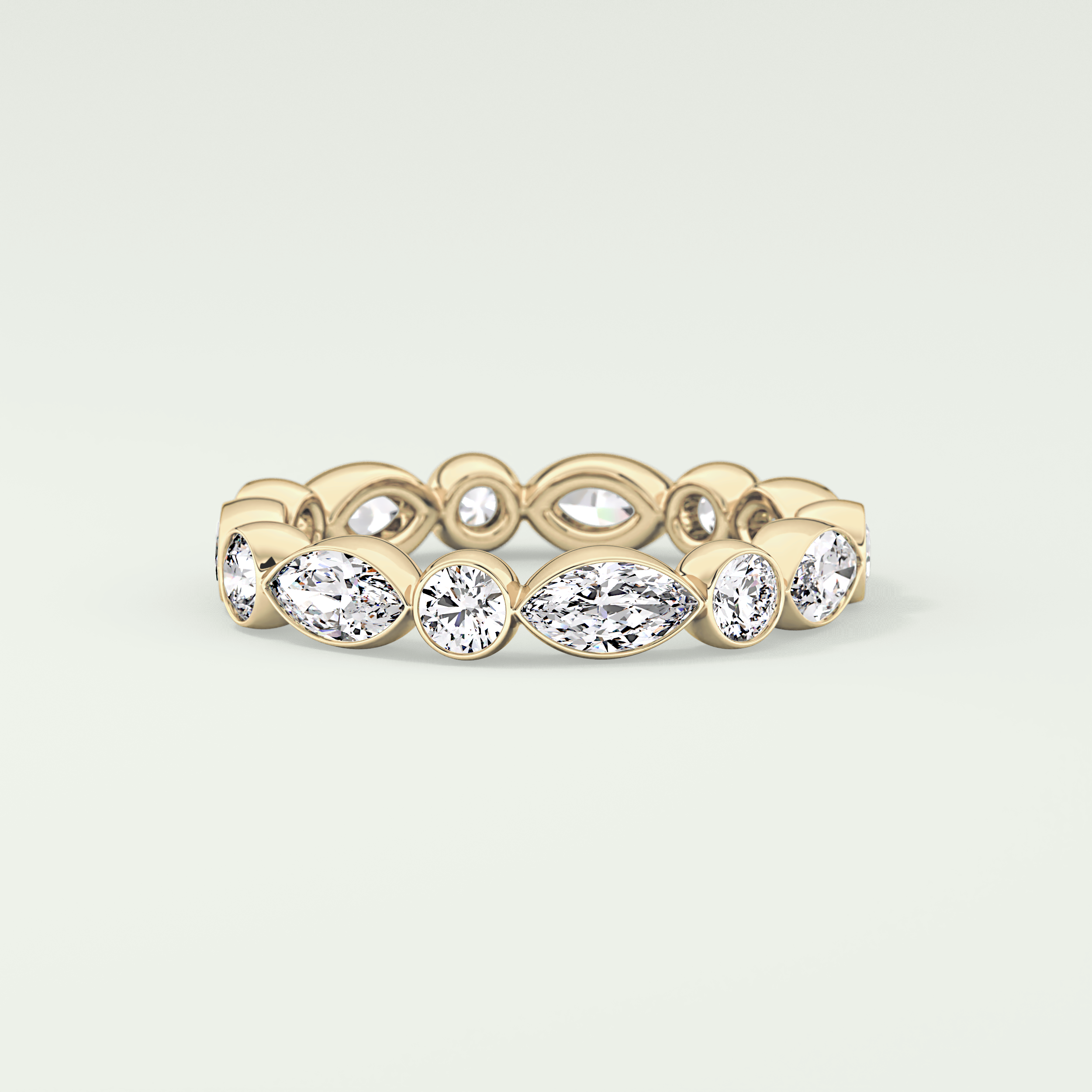 0.98 TCW Round & Marquise Shaped Moissanite Wedding Band